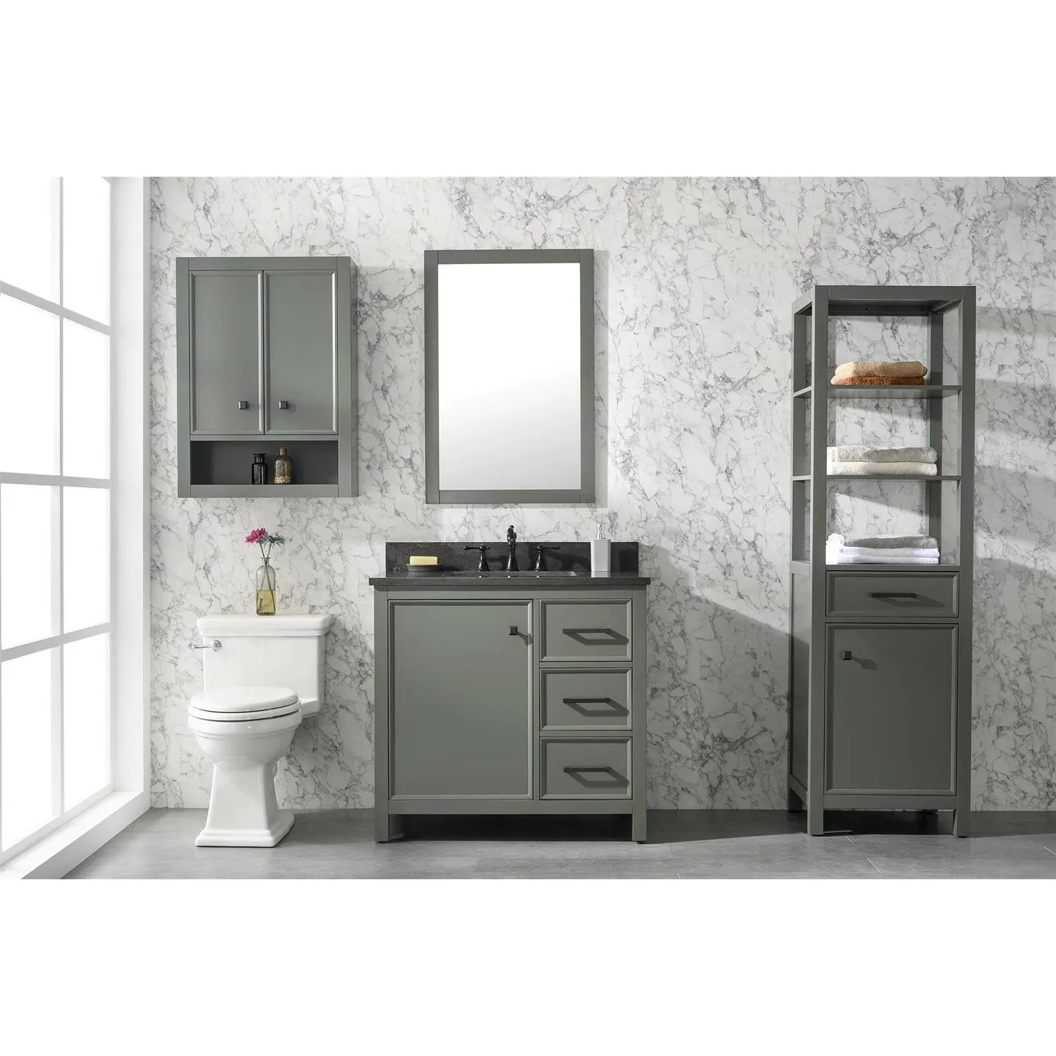 Legion Furniture 36 Inch Blue Lime Stone Top Pewter Green Vanity Cabinet - image 24