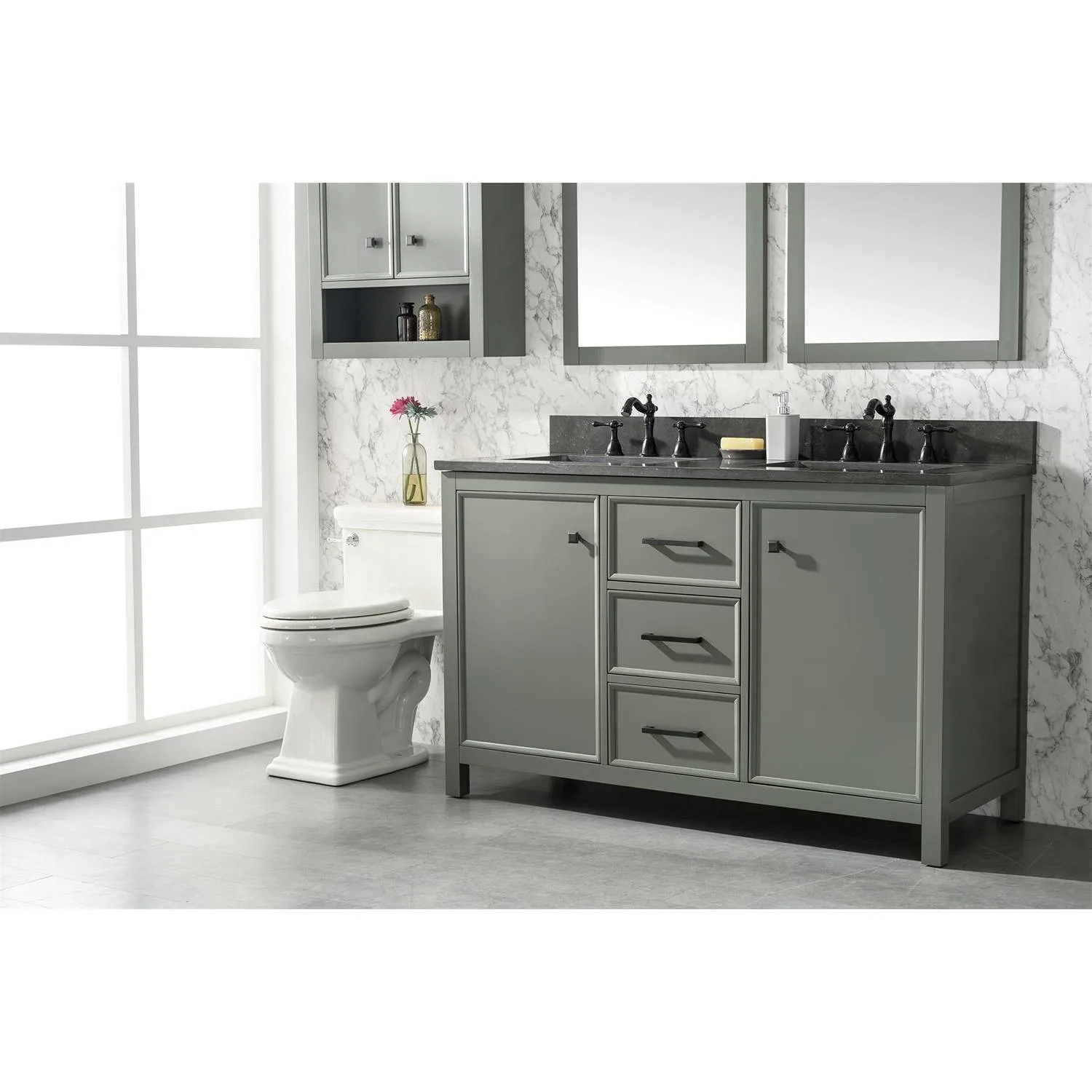 Legion Furniture 54 Inch Blue Lime Stone Top Pewter Green Vanity Cabinet - image 14