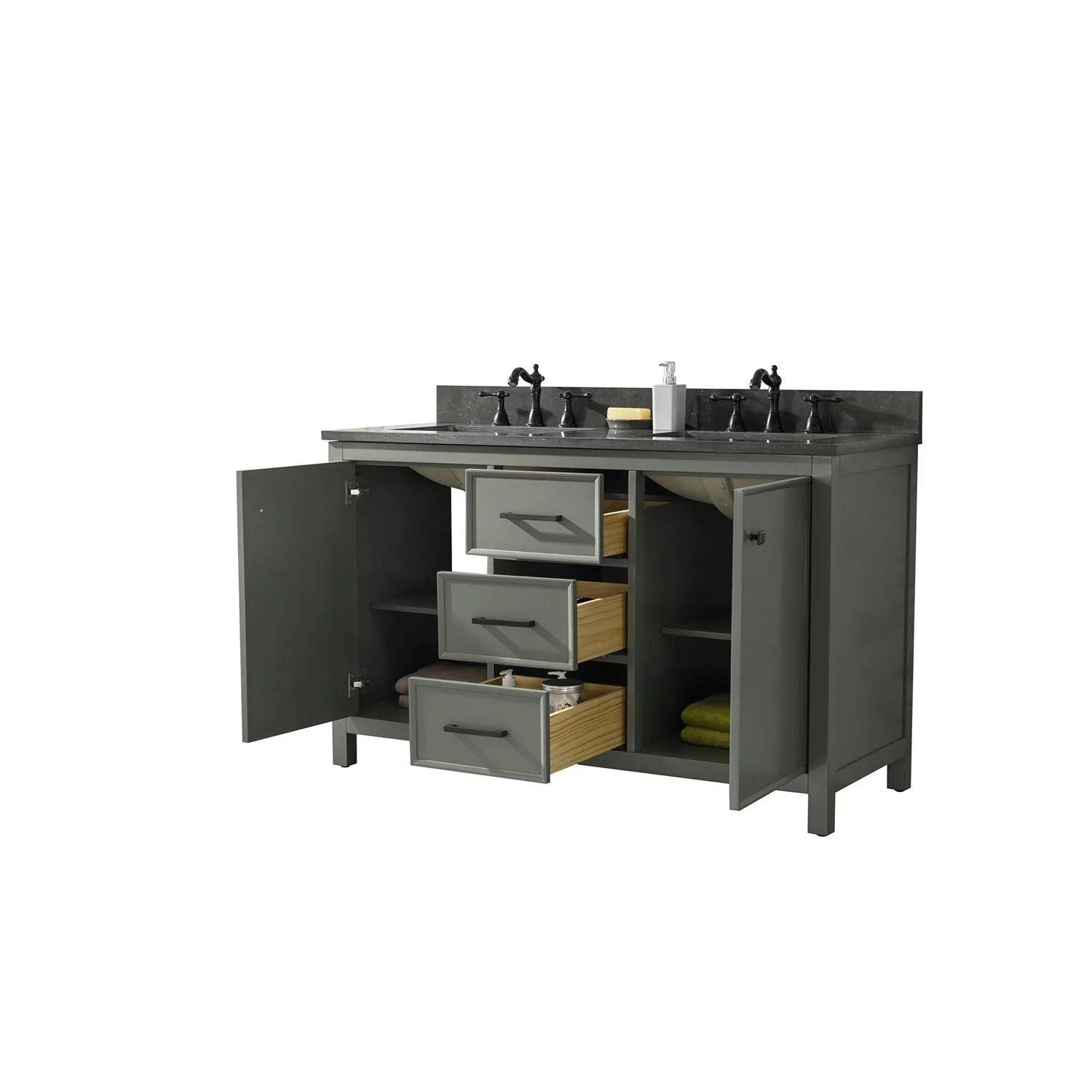 Legion Furniture 54 Inch Blue Lime Stone Top Pewter Green Vanity Cabinet - image 21