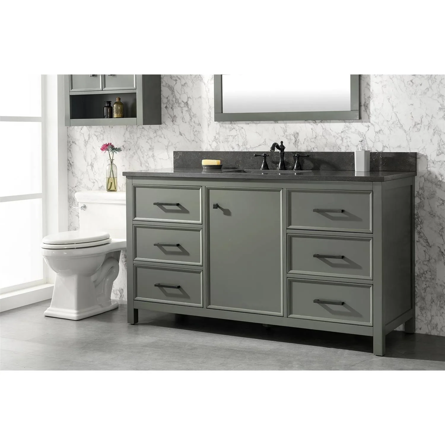 Legion Furniture 60 Inch Blue Lime Stone Top Pewter Green Vanity Cabinet - image 12