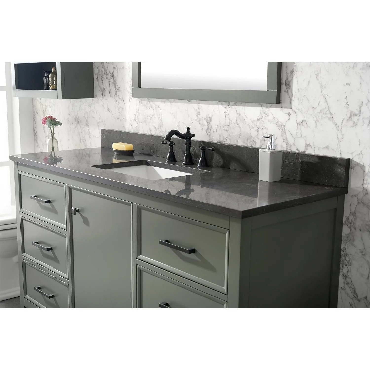 Legion Furniture 60 Inch Blue Lime Stone Top Pewter Green Vanity Cabinet - image 4