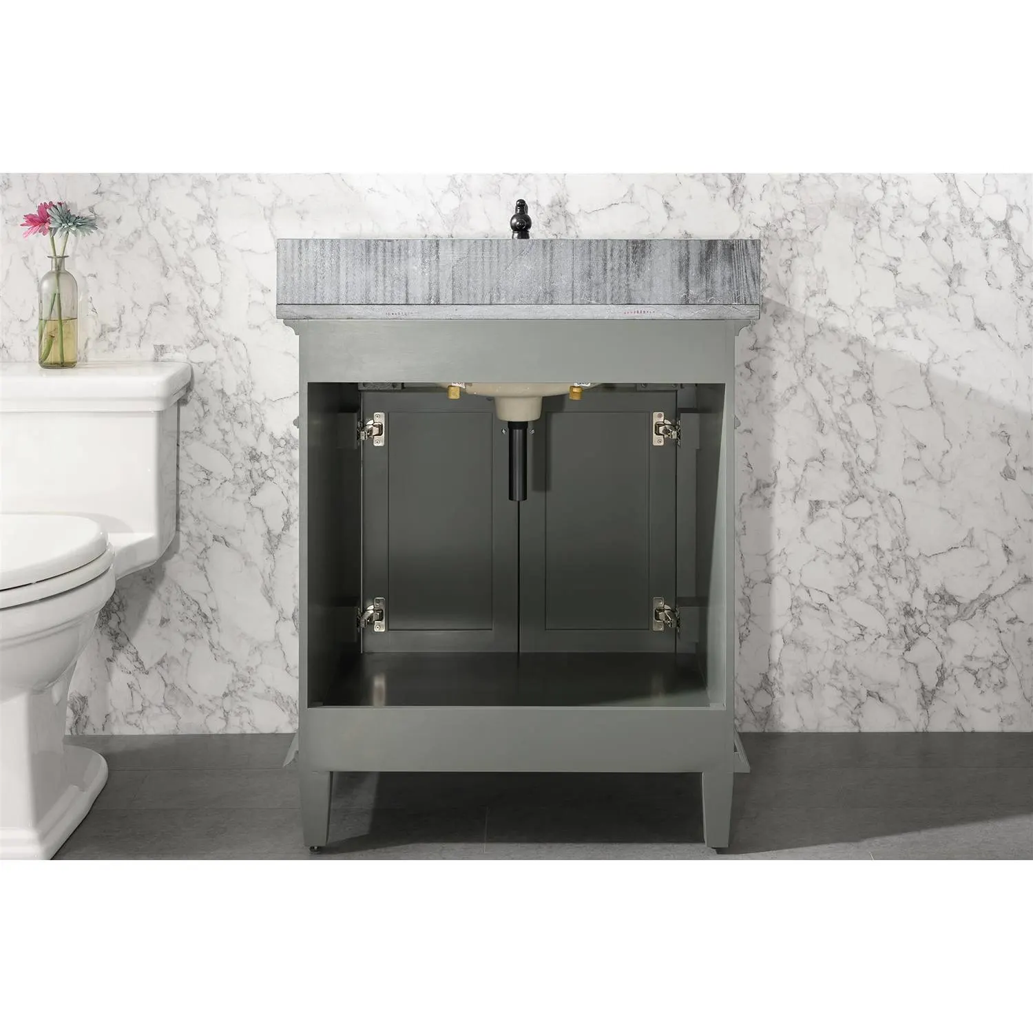 Legion Furniture 30 Inch Blue Lime Stone Top Pewter Green Vanity Cabinet - image 3