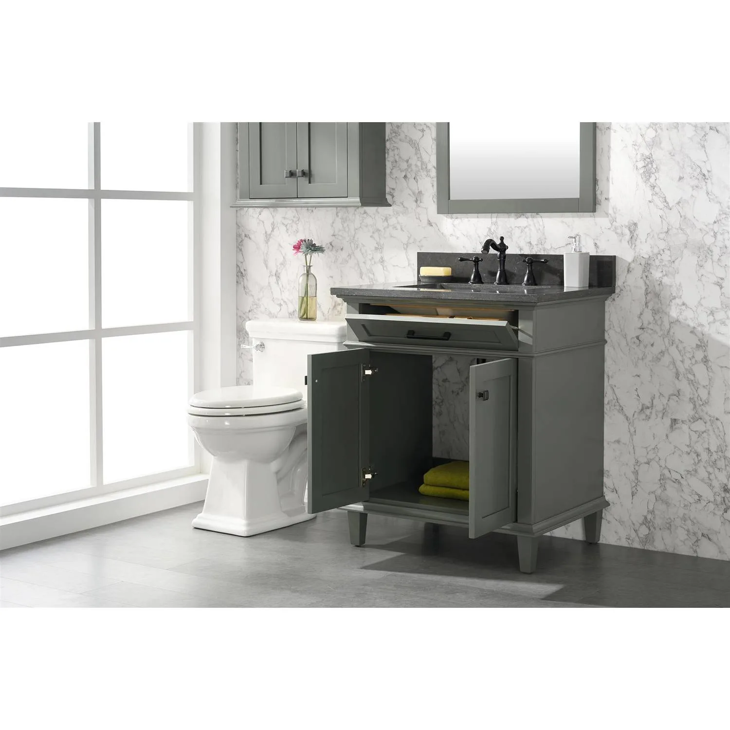 Legion Furniture 30 Inch Blue Lime Stone Top Pewter Green Vanity Cabinet - image 9
