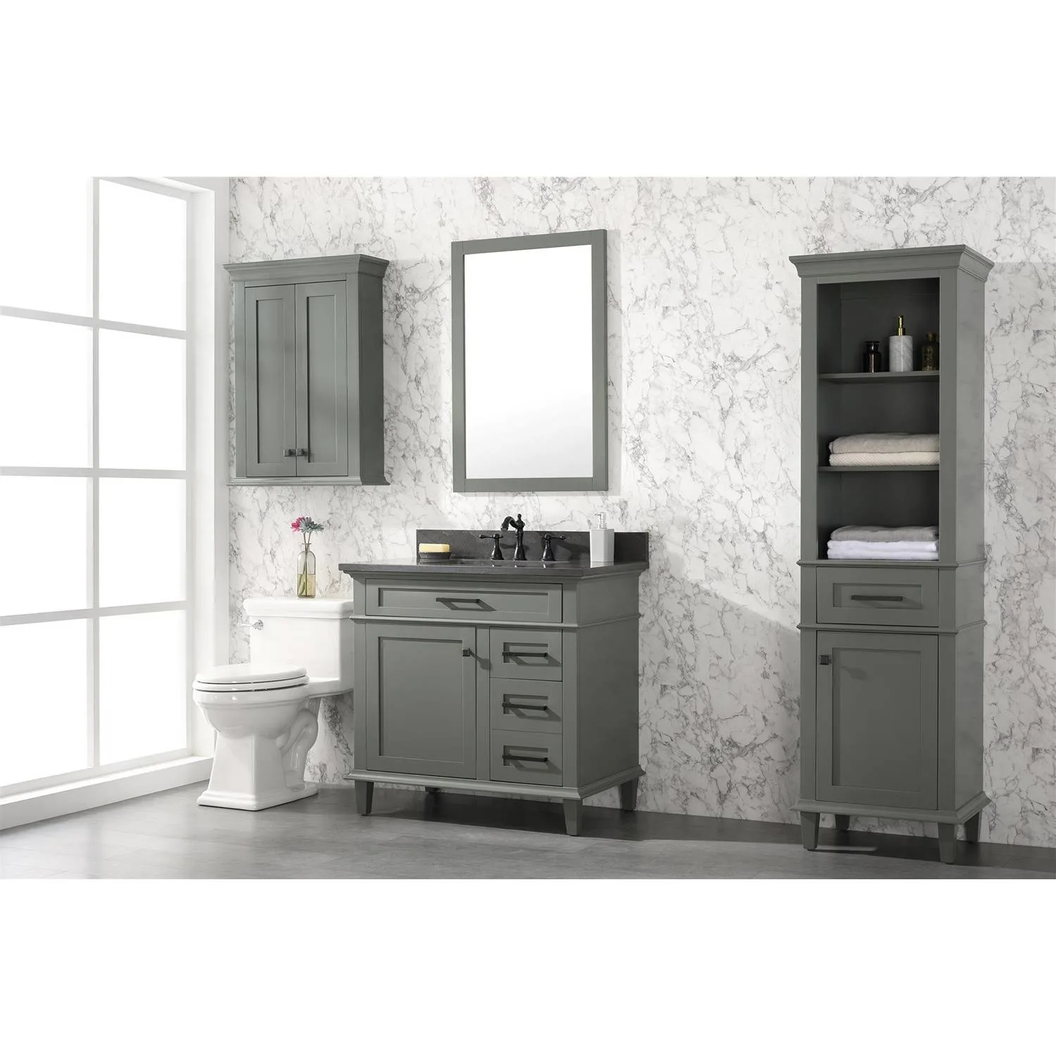 Legion Furniture 36 Inch Blue Lime Stone Top Pewter Green Vanity Cabinet - image 2