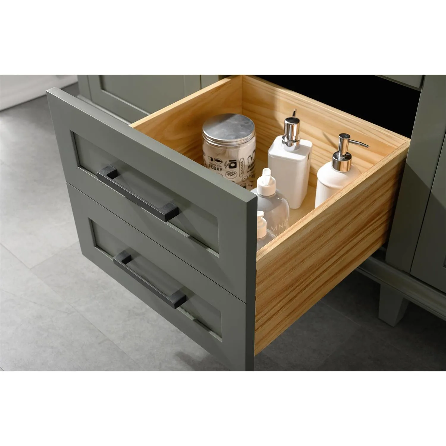 Legion Furniture 60 Inch Blue Lime Stone Top Pewter Green Vanity Cabinet - image 9