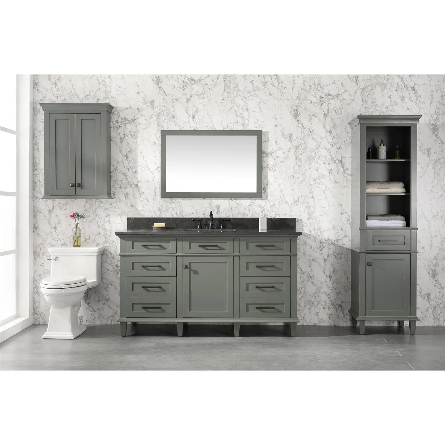 Legion Furniture 60 Inch Blue Lime Stone Top Pewter Green Vanity Cabinet - image 4