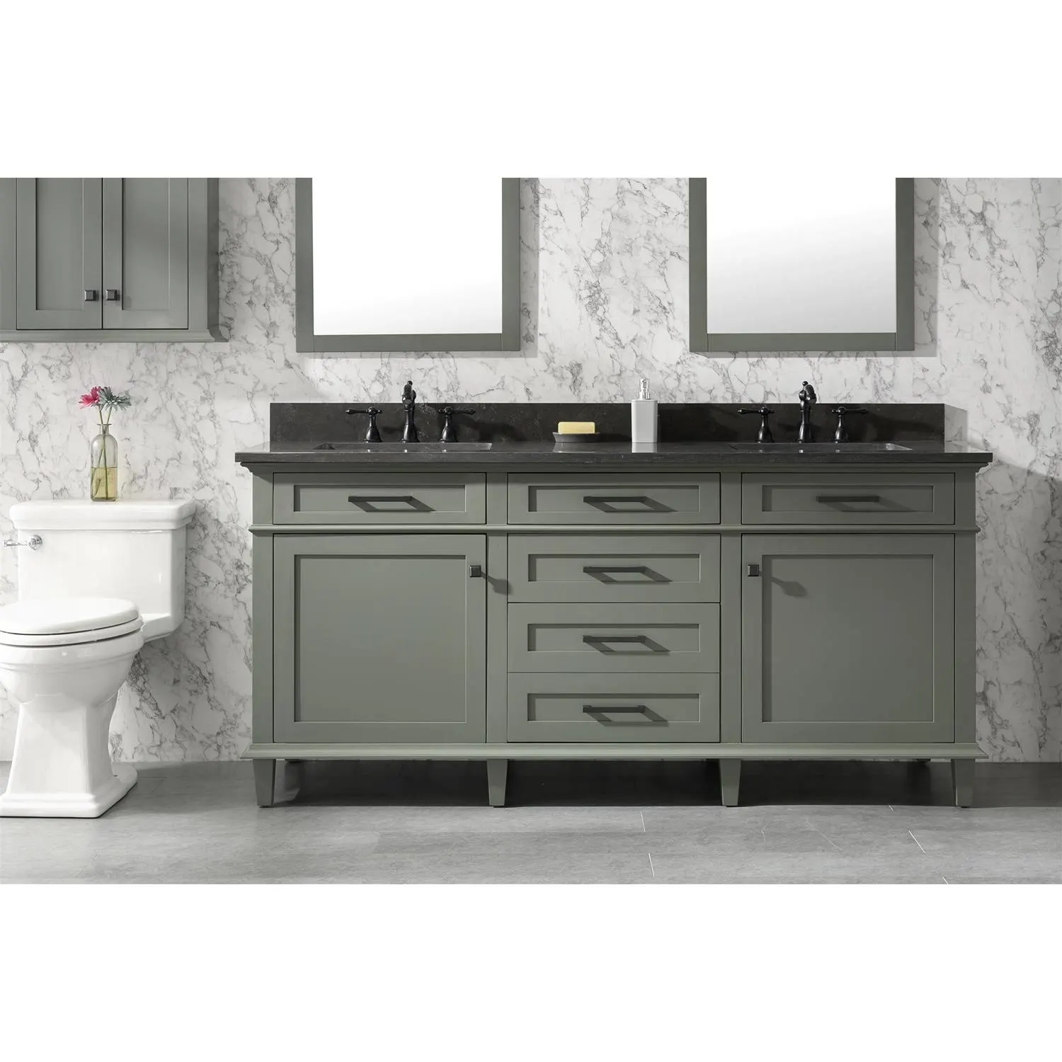 Legion Furniture 72 Inch Blue Lime Stone Top Pewter Green Vanity Cabinet - image 3