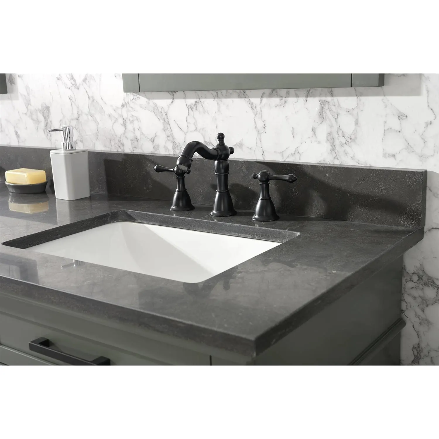 Legion Furniture 72 Inch Blue Lime Stone Top Pewter Green Vanity Cabinet - image 4