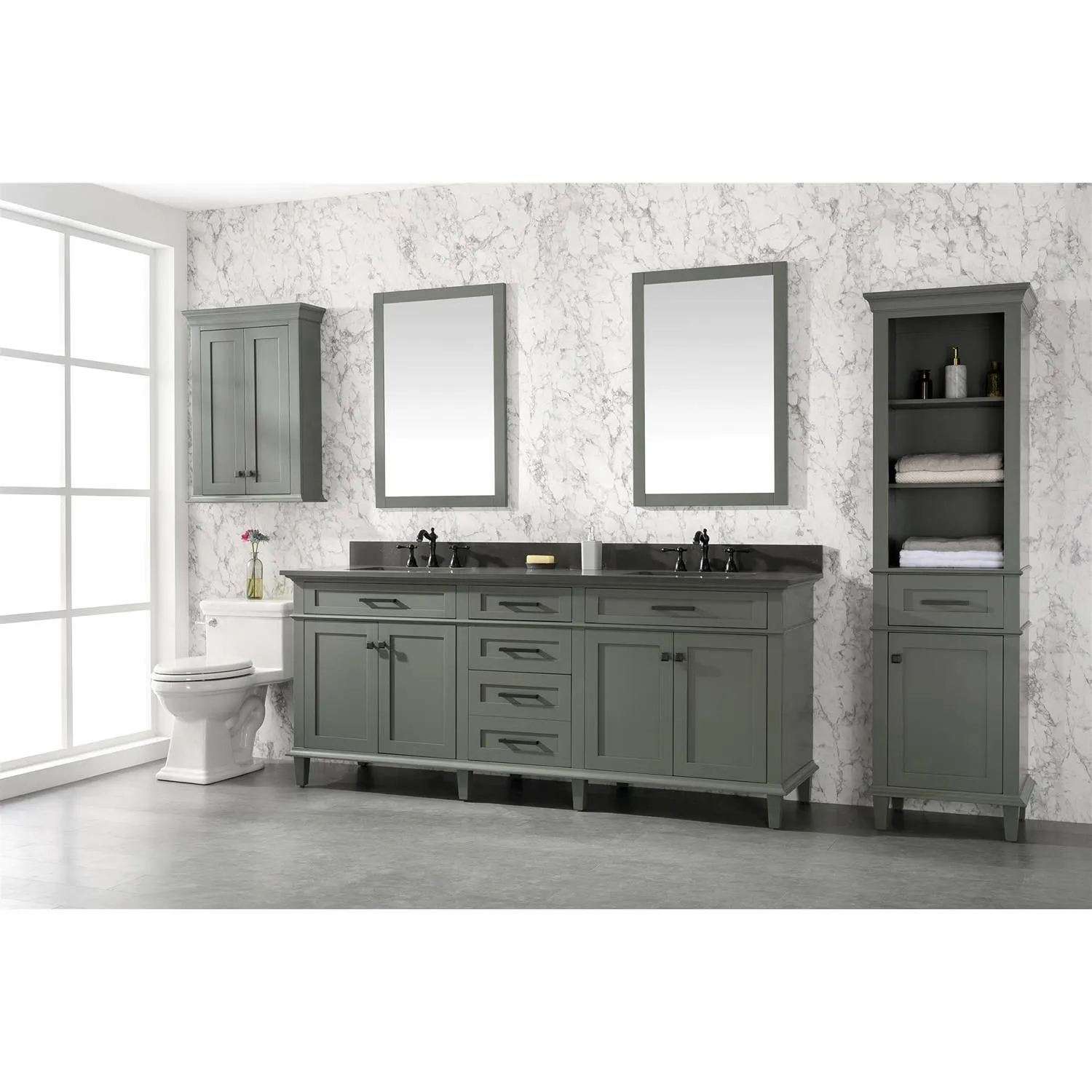 Legion Furniture 80 Inch Blue Lime Stone Top Pewter Green Vanity Cabinet - image 2