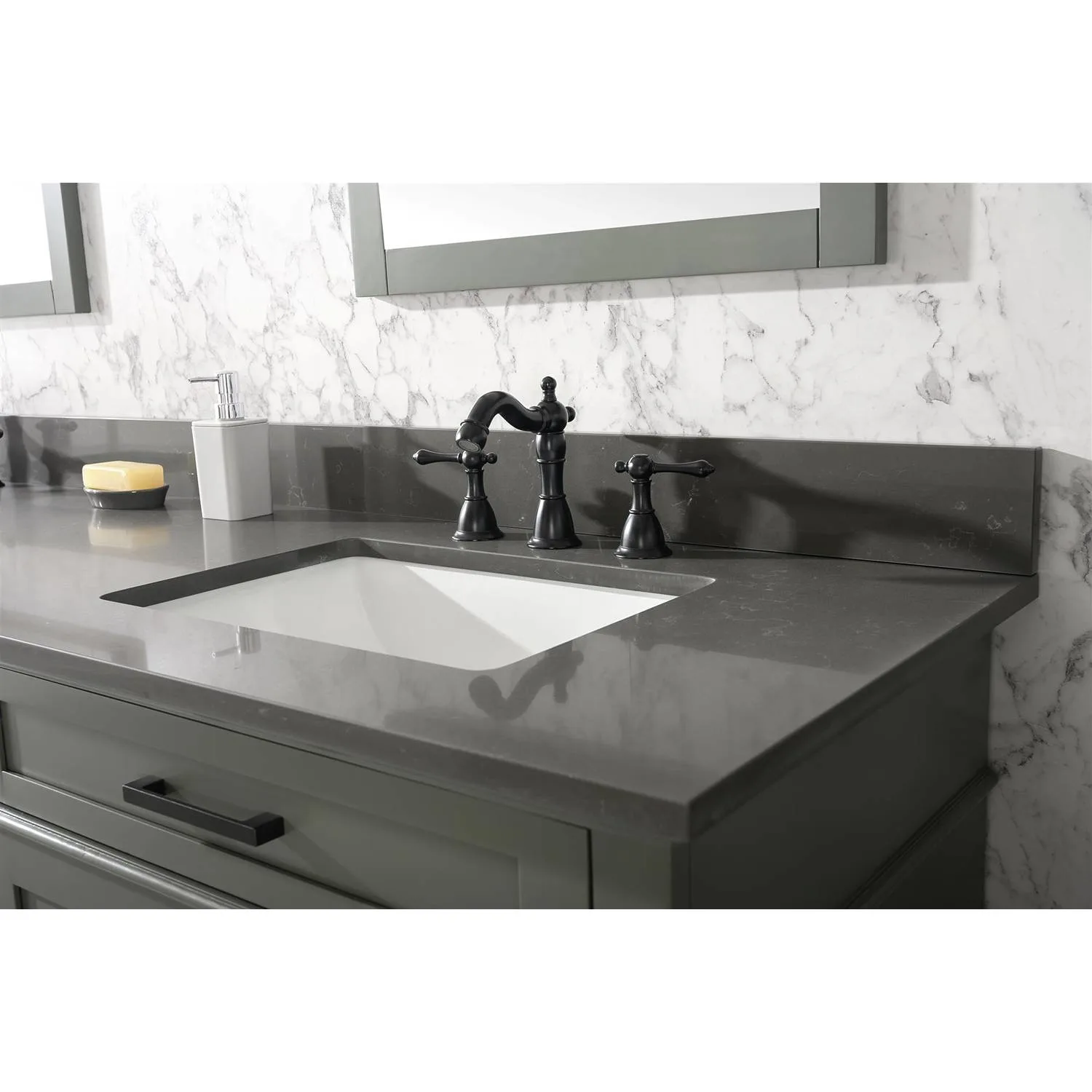 Legion Furniture 80 Inch Blue Lime Stone Top Pewter Green Vanity Cabinet - image 5