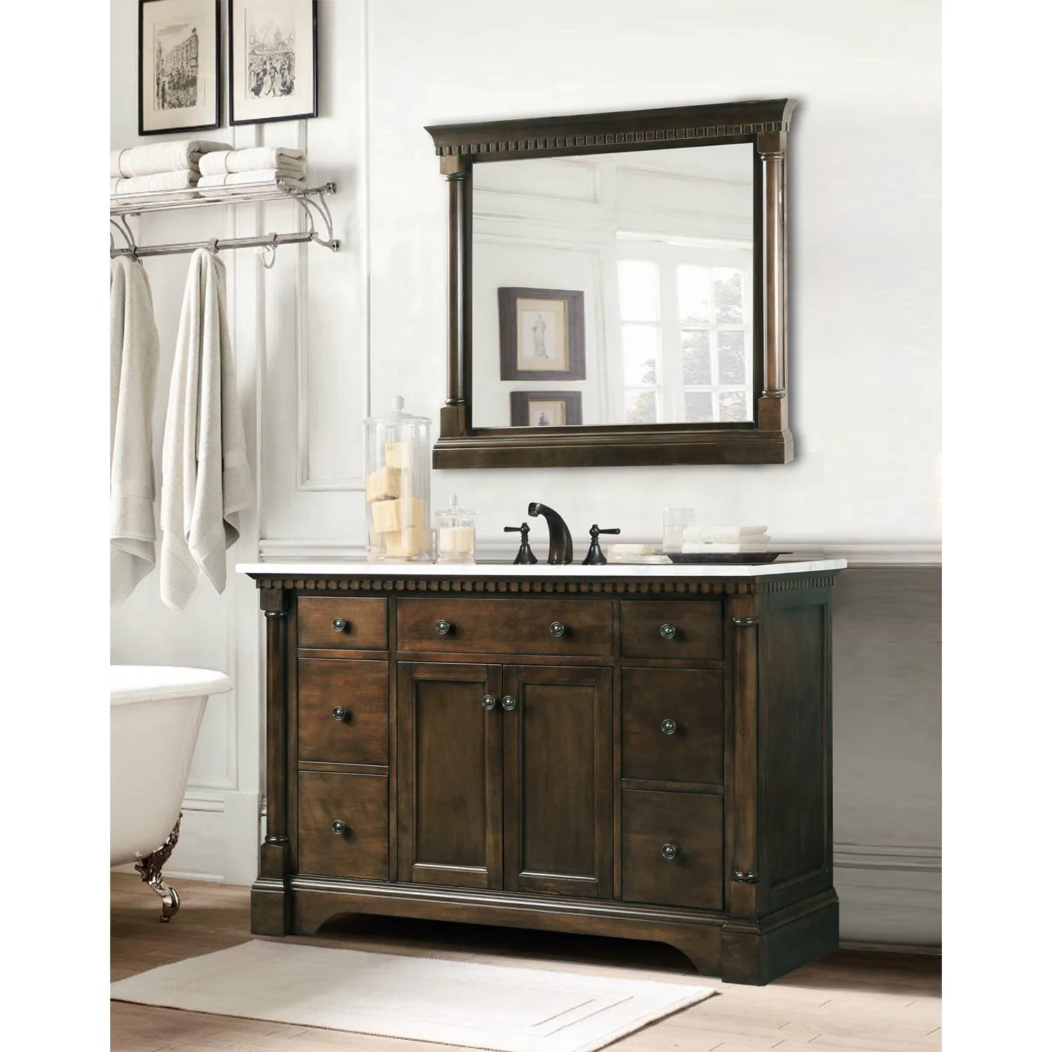 Legion Furniture 48 Inch Carrara White Top Ceramic Sink Vanity Cabinet - image 1