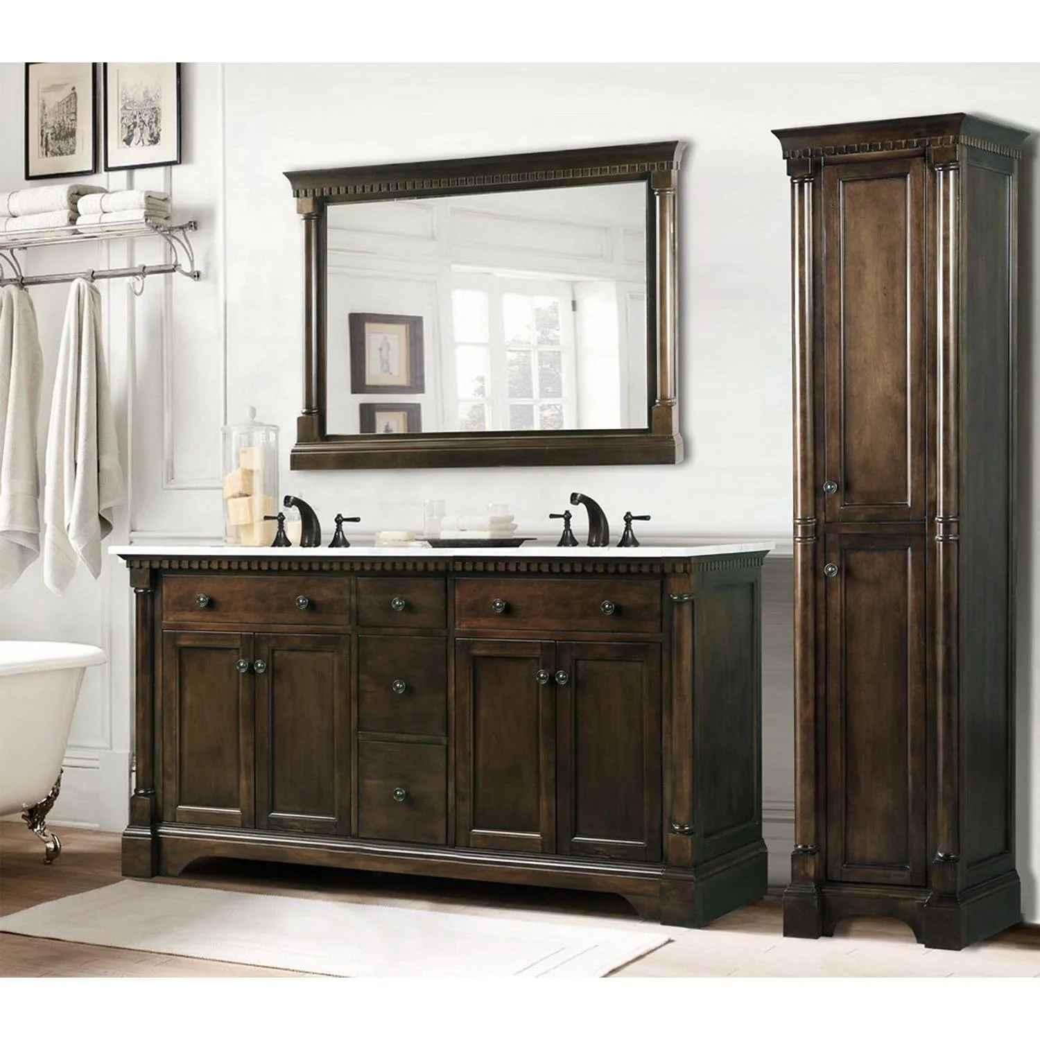 Legion Furniture 60 Inch Carrara White Top Ceramic Sink Vanity Cabinet - image 12