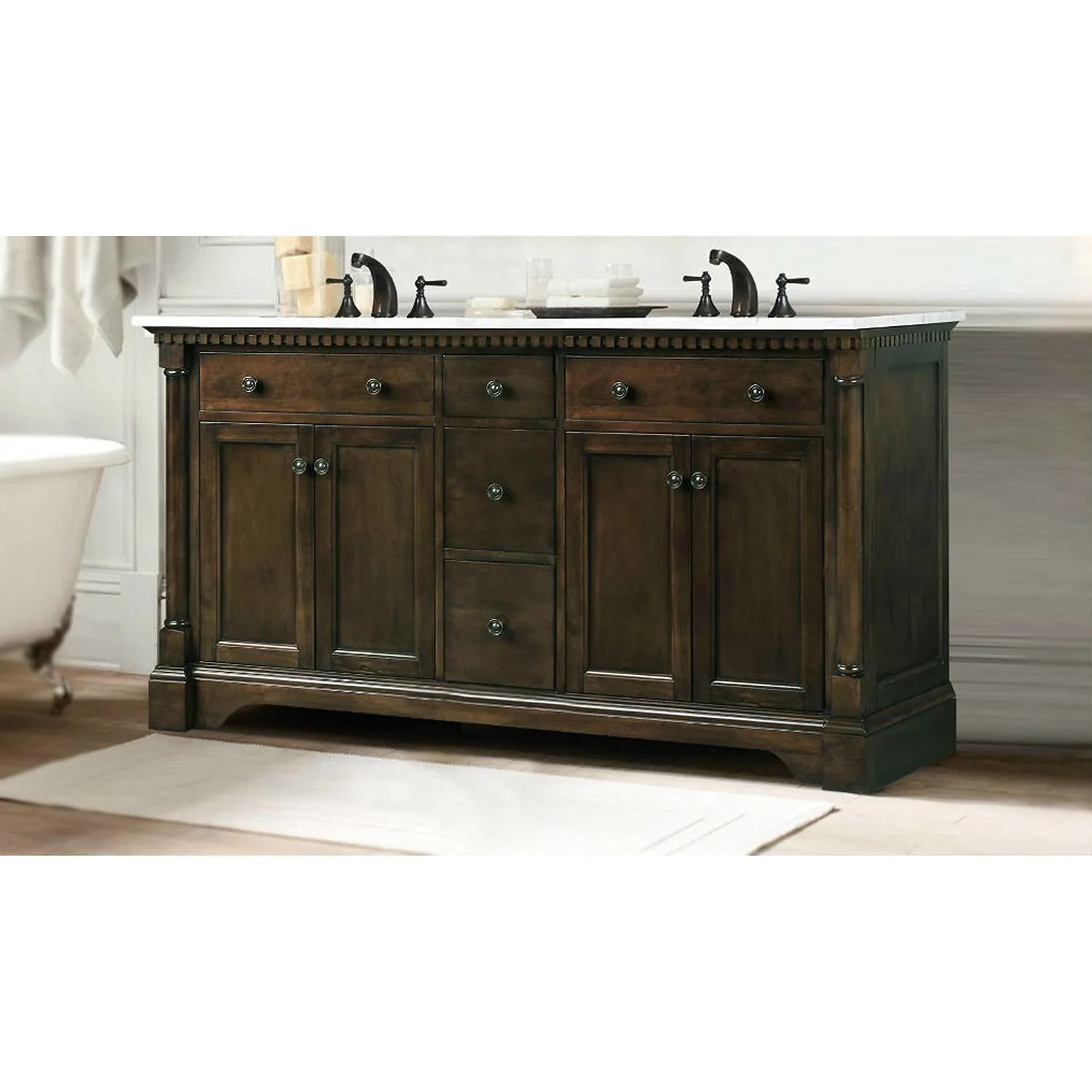 Legion Furniture 60 Inch Carrara White Top Ceramic Sink Vanity Cabinet - image 7