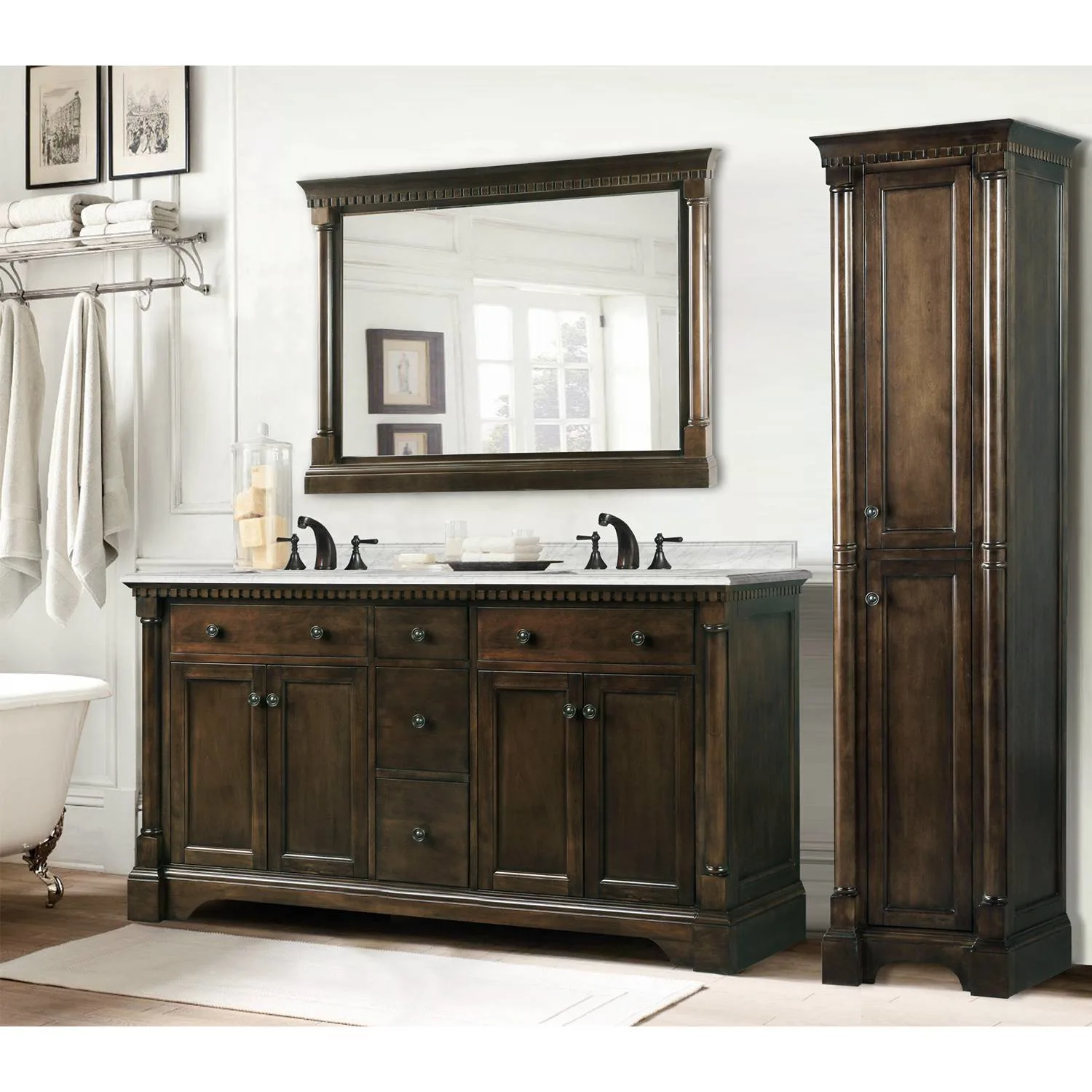 Legion Furniture 60 Inch Carrara White Top Ceramic Sink Vanity Cabinet - image 8