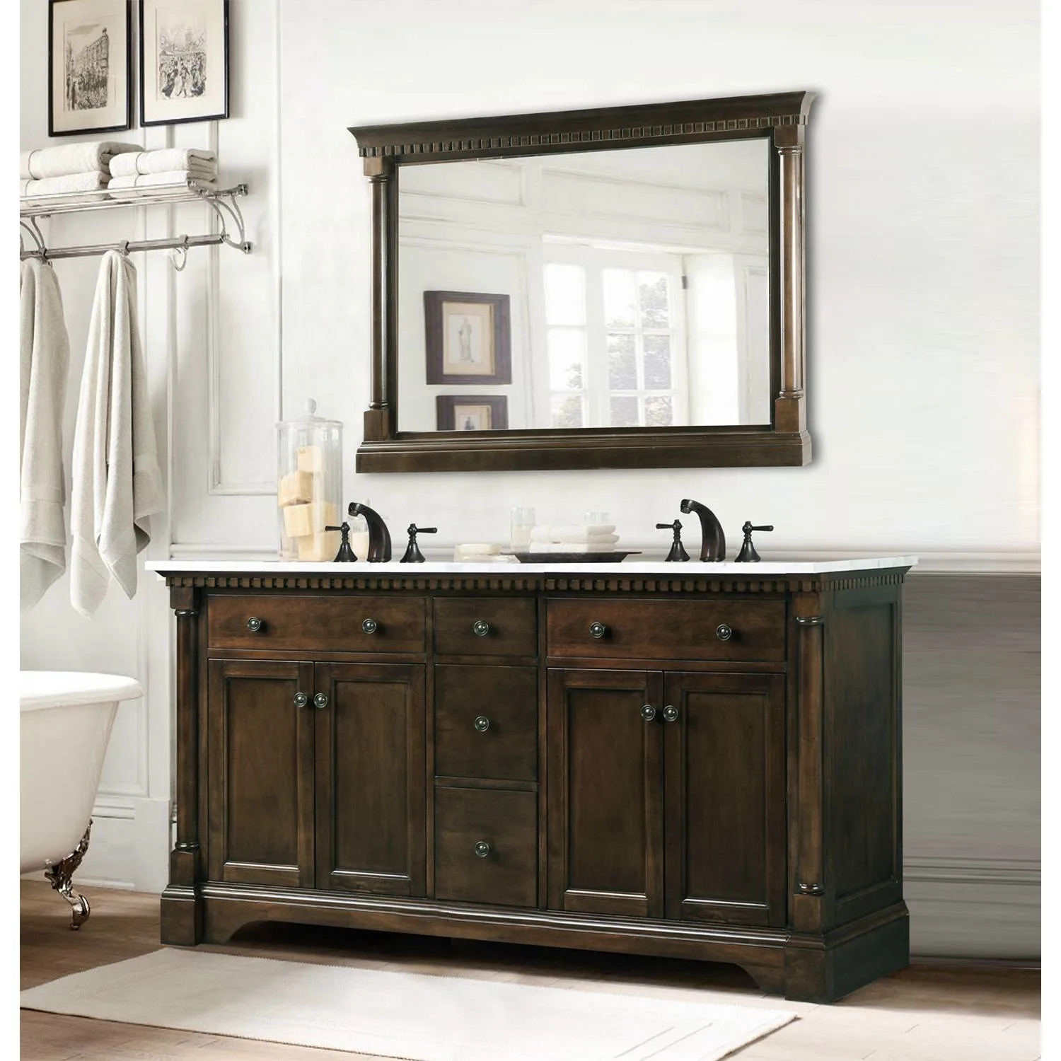 Legion Furniture 60 Inch Carrara White Top Ceramic Sink Vanity Cabinet - image 9