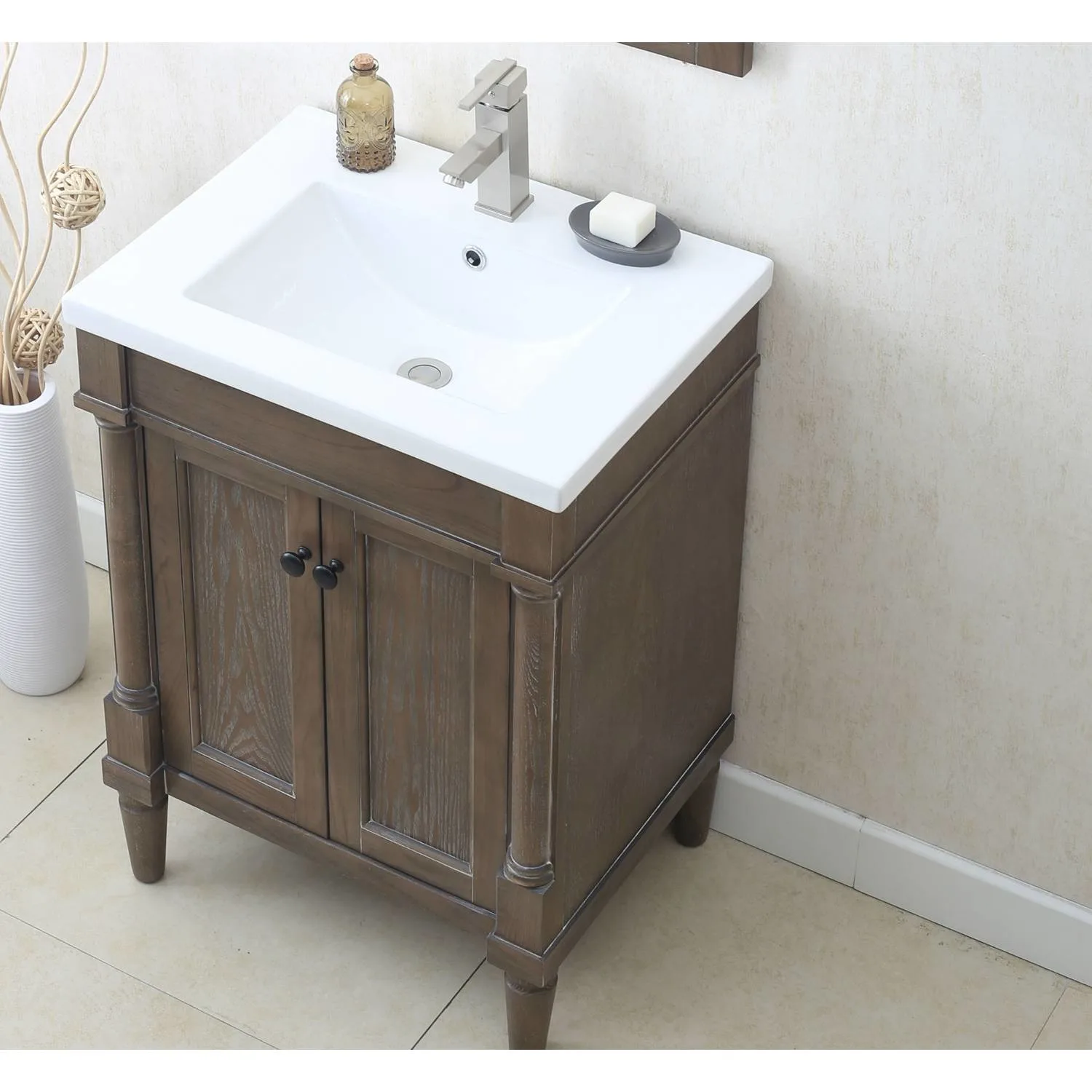 Legion Furniture 24 Inch White Porcelain Top and Sink Vanity Cabinet - image 2