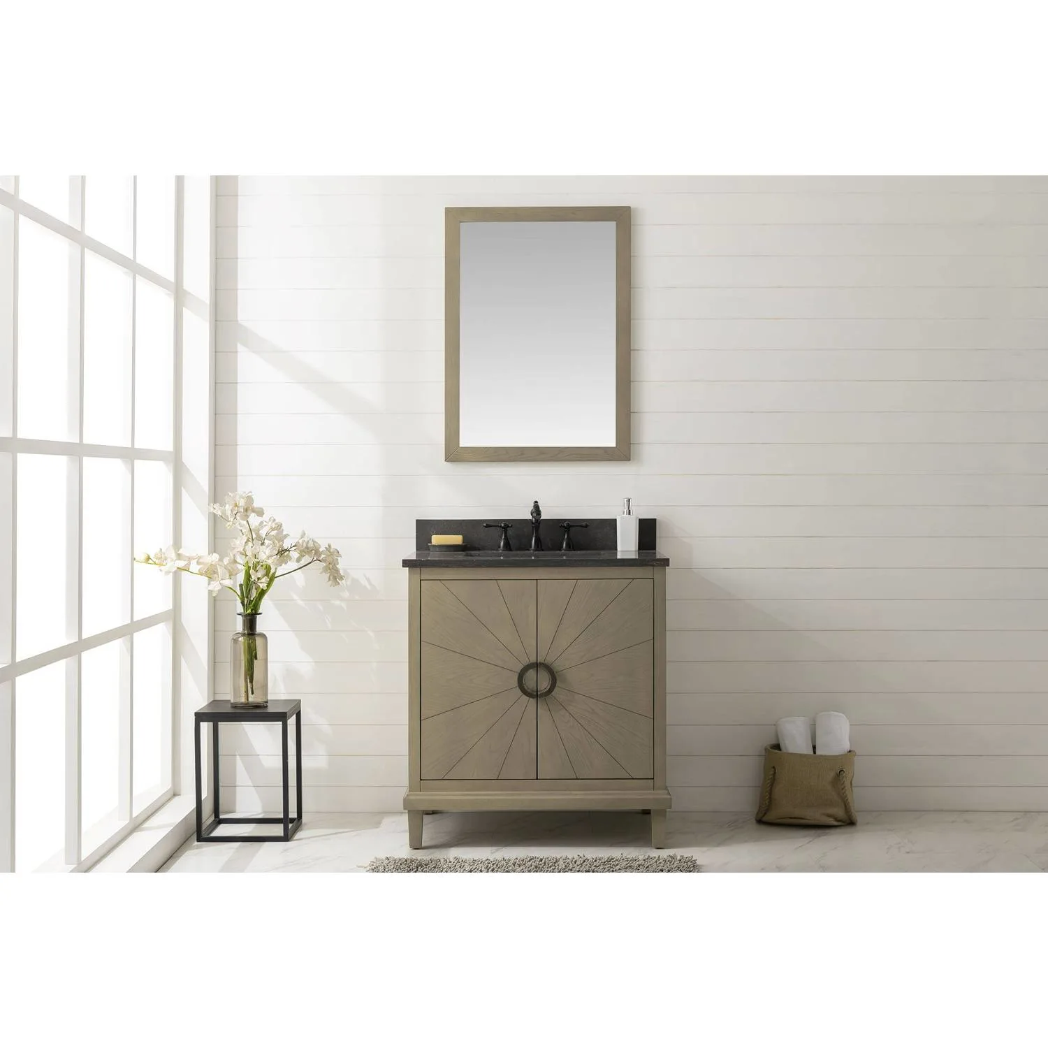 Legion Furniture 30 Inch Blue Limestone Top Ceramic Sink Vanity Cabinet - image 1