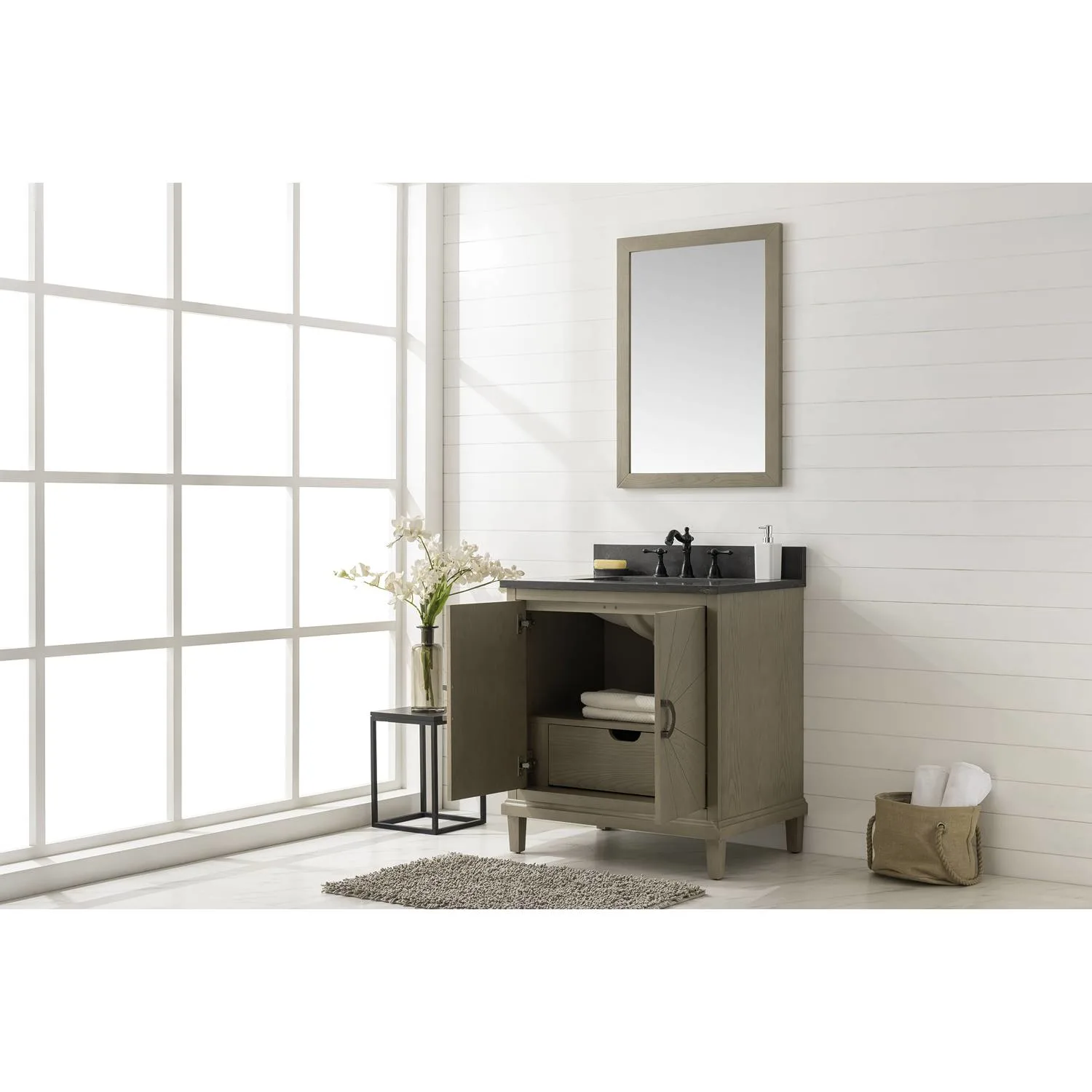 Legion Furniture 30 Inch Blue Limestone Top Ceramic Sink Vanity Cabinet - image 5
