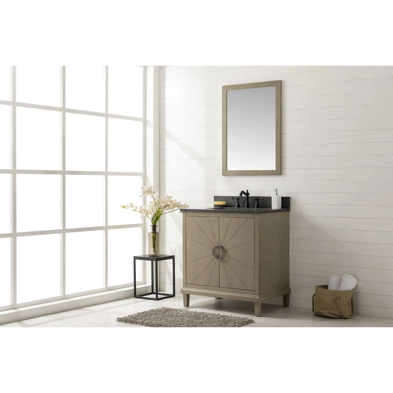 Legion Furniture 30 Inch Blue Limestone Top Ceramic Sink Vanity Cabinet - image 7