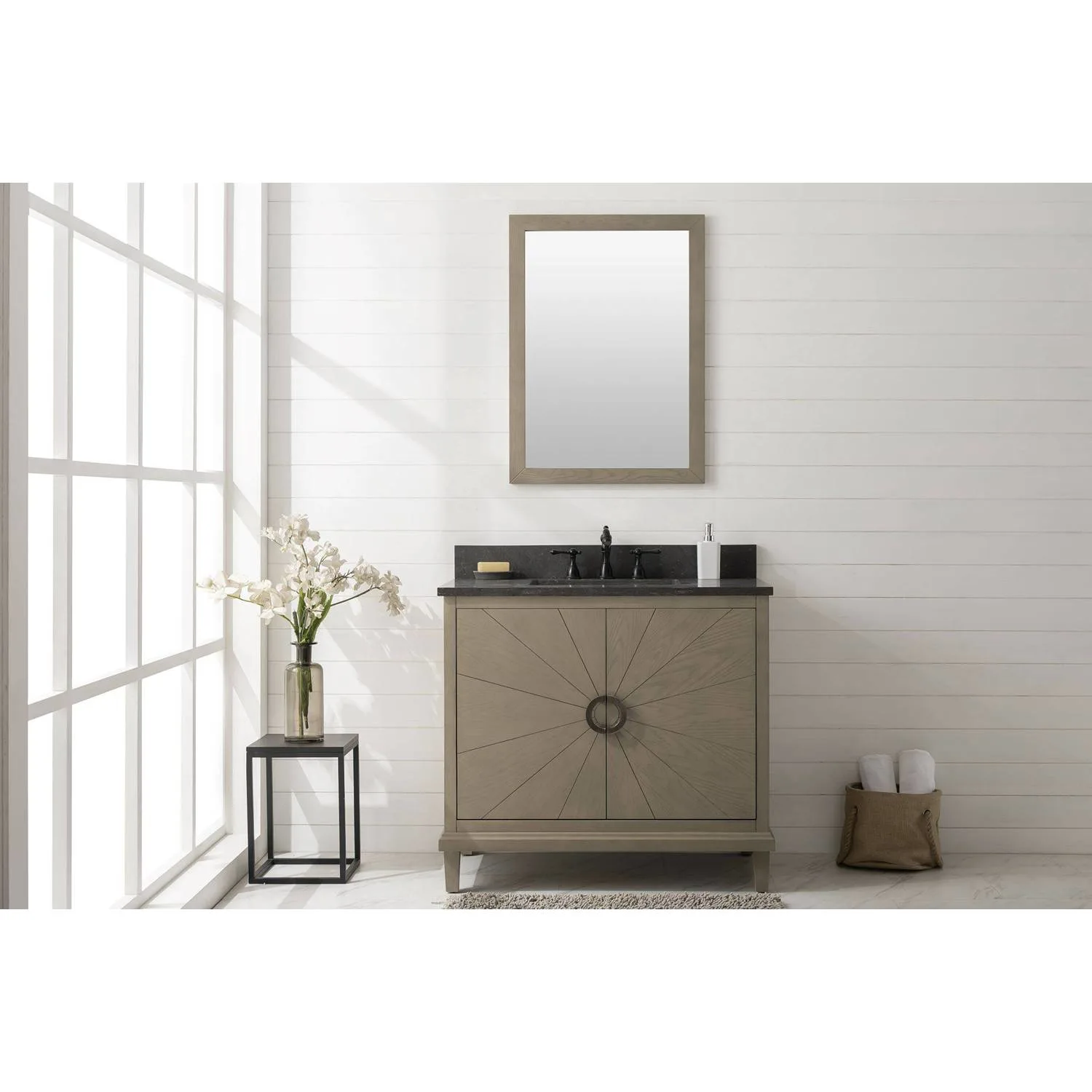 Legion Furniture 36 Inch Blue Limestone Top Ceramic Sink Vanity Cabinet - image 1