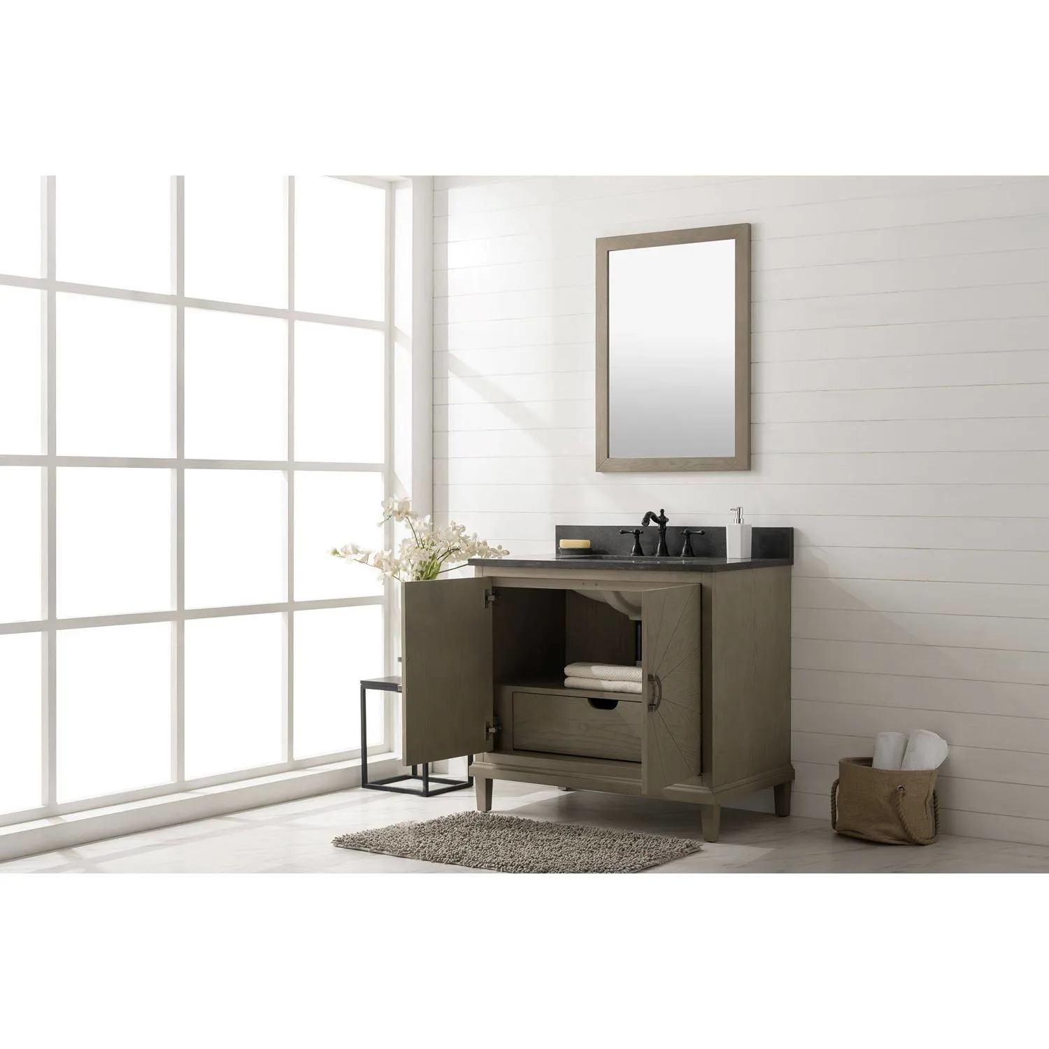 Legion Furniture 36 Inch Blue Limestone Top Ceramic Sink Vanity Cabinet - image 6