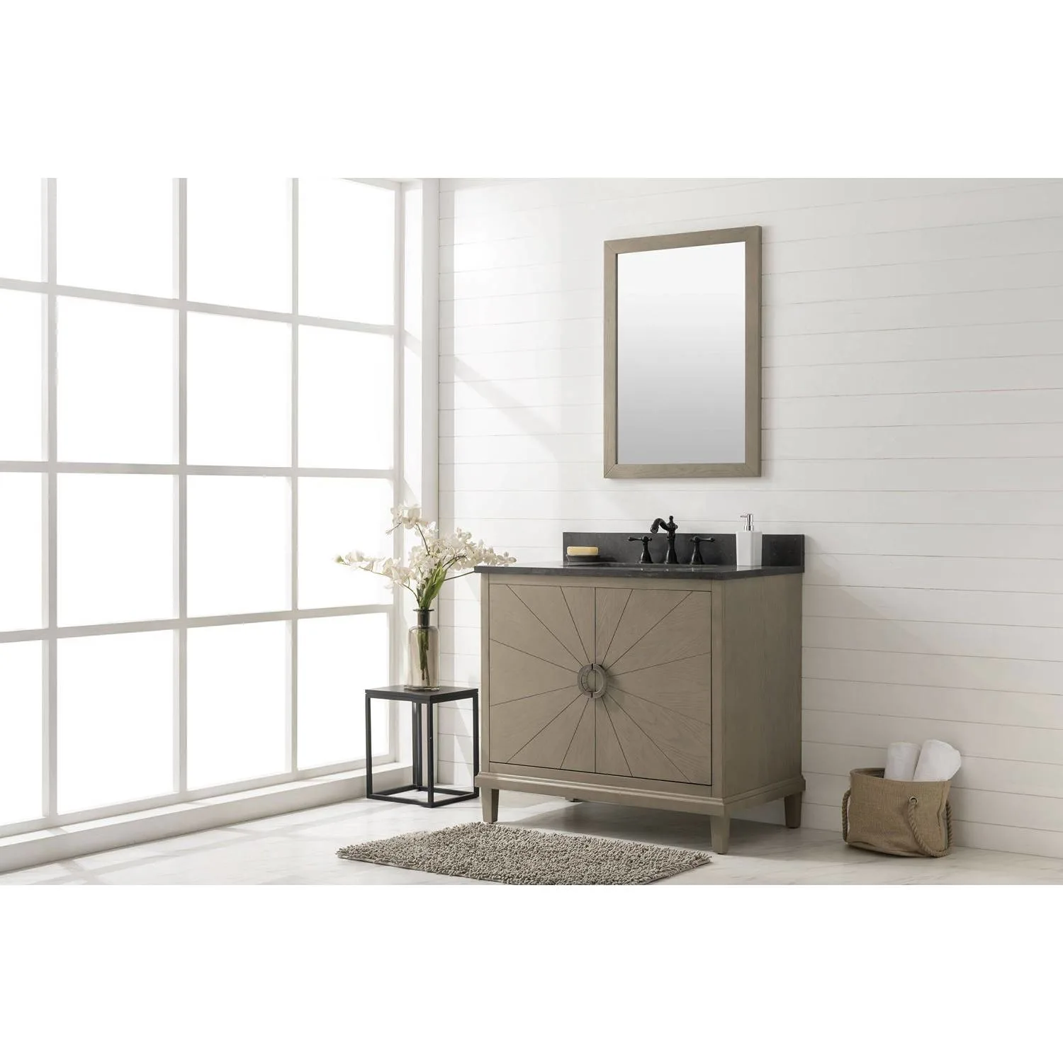 Legion Furniture 36 Inch Blue Limestone Top Ceramic Sink Vanity Cabinet - image 7