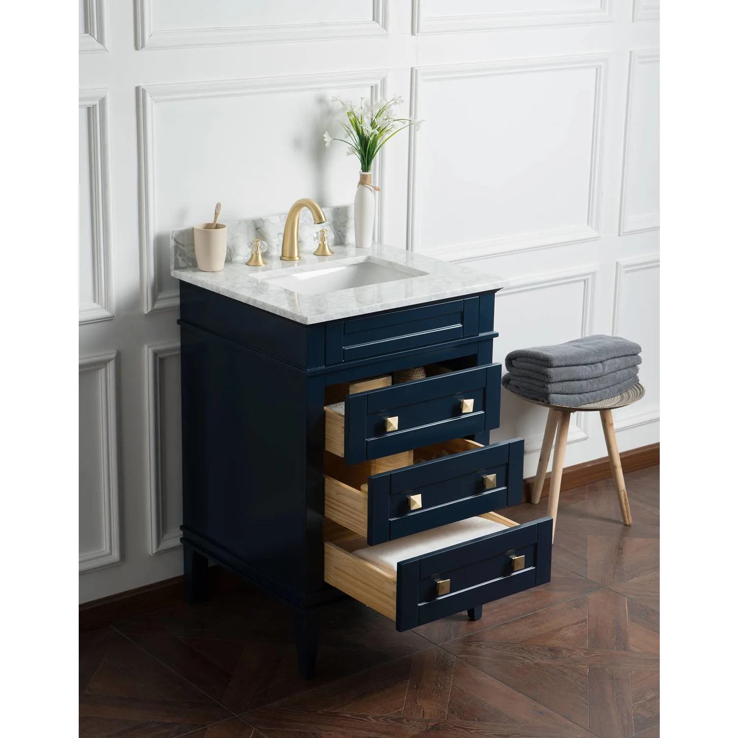 Legion Furniture 24 Inch Carrara White Top Square Basin Vanity Cabinet - image 6