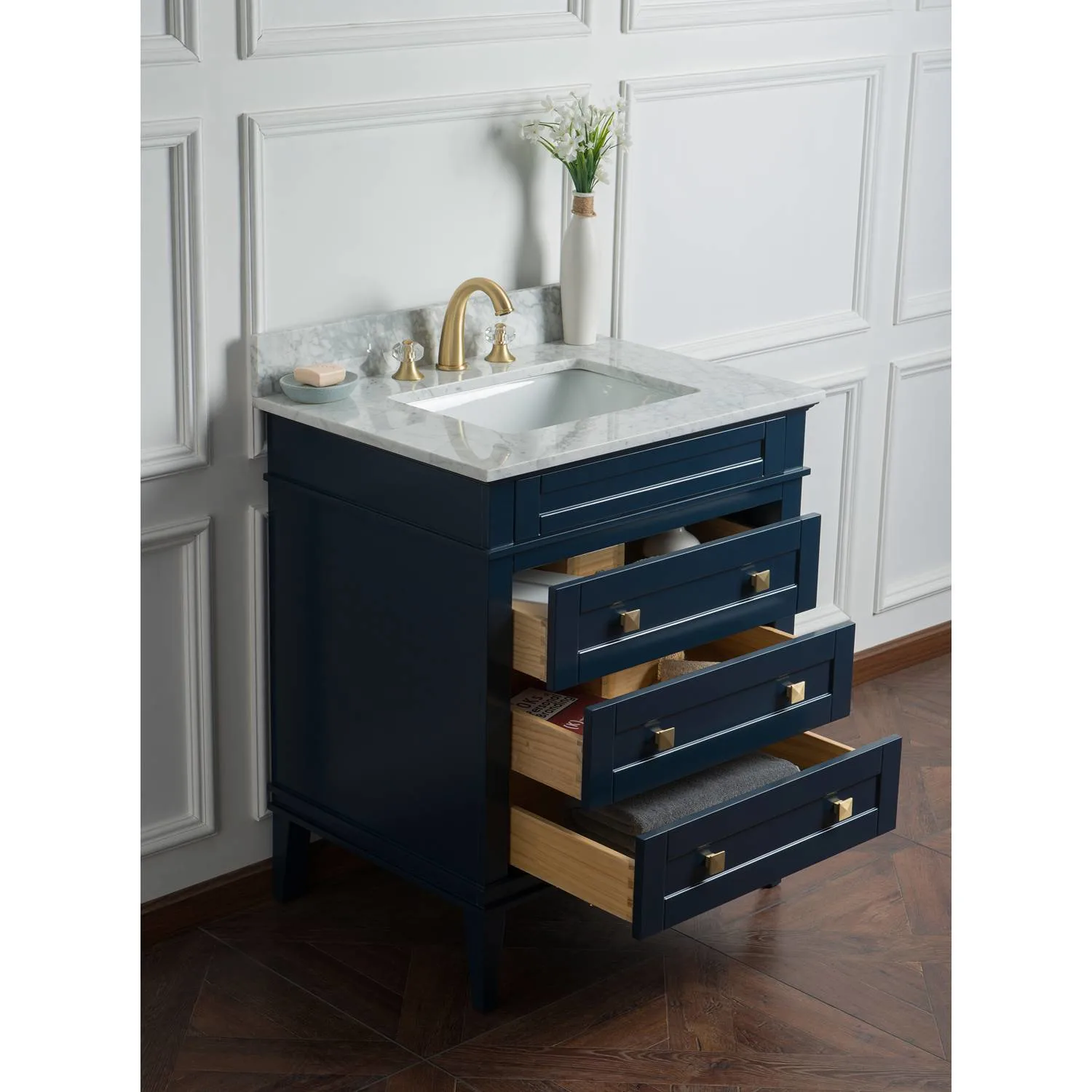 Legion Furniture 30 Inch Carrara White Top Square Basin Vanity Cabinet - image 9