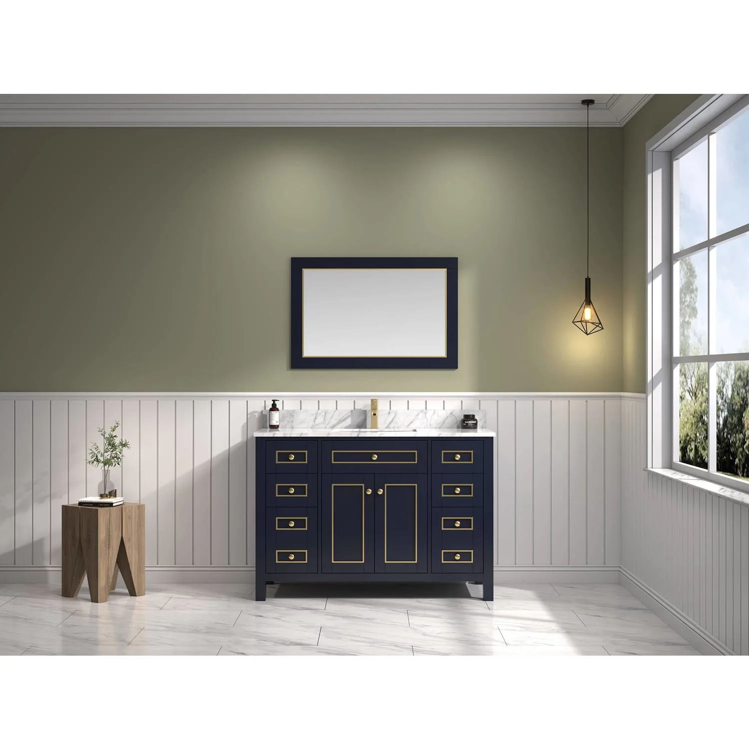 Legion Furniture 48 Inch Carrara White Top Ceramic Sink Vanity Cabinet - image 1