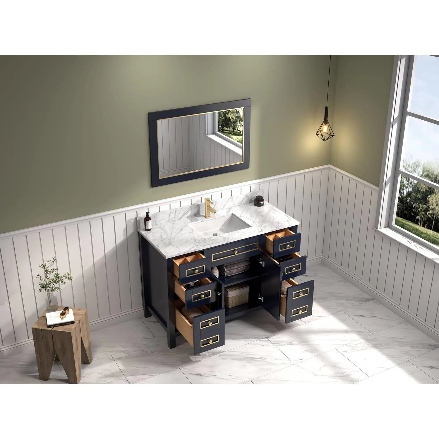Legion Furniture 48 Inch Carrara White Top Ceramic Sink Vanity Cabinet - image 6