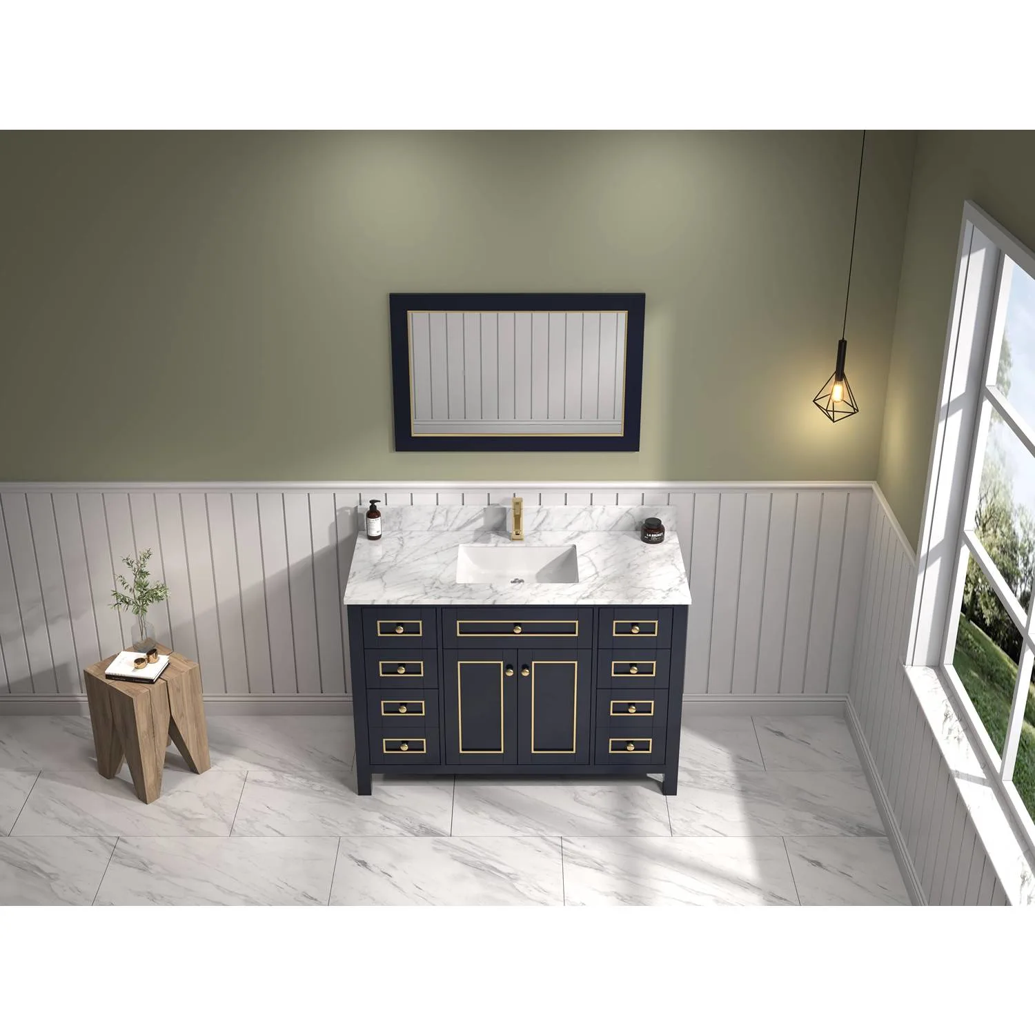 Legion Furniture 48 Inch Carrara White Top Ceramic Sink Vanity Cabinet - image 7