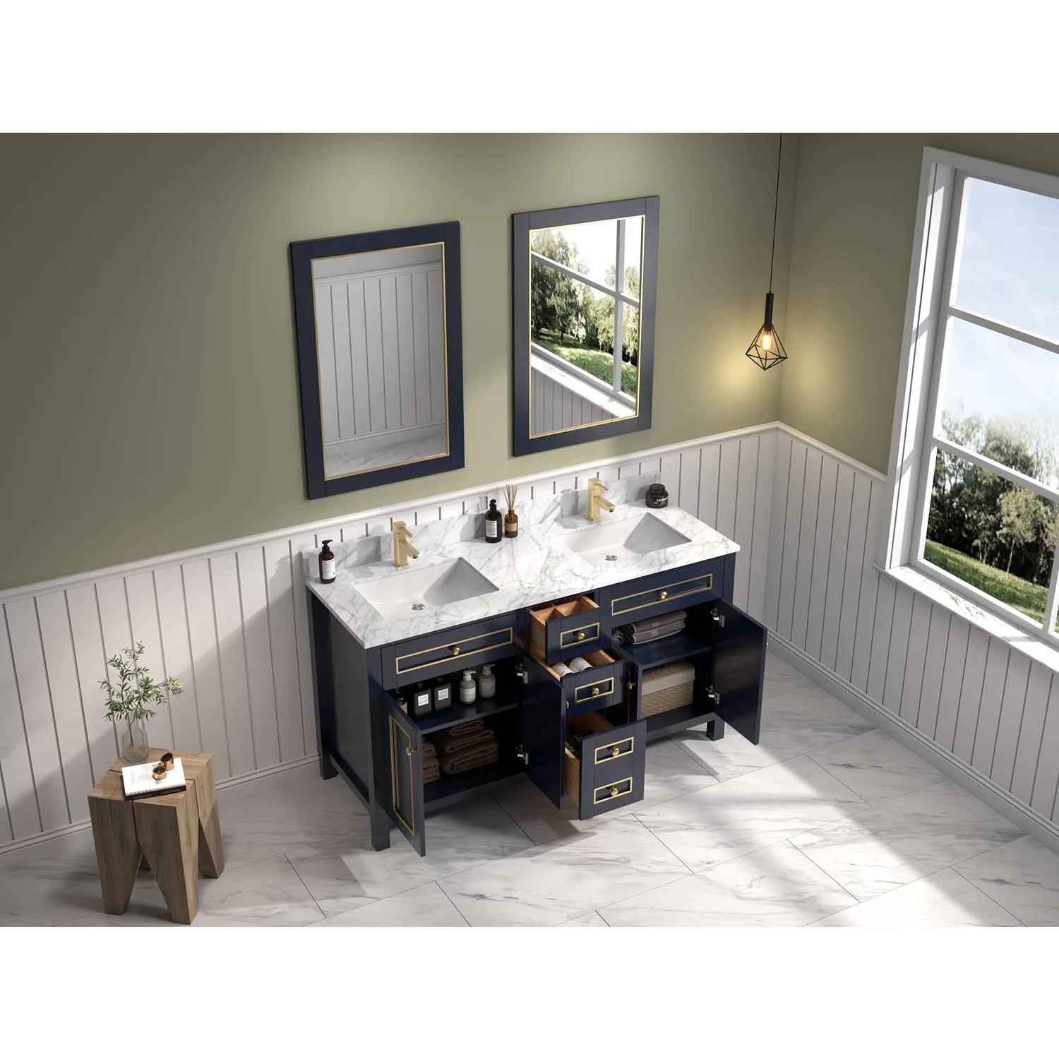 Legion Furniture 60 Inch Carrara White Top Ceramic Sink Vanity Cabinet - image 6