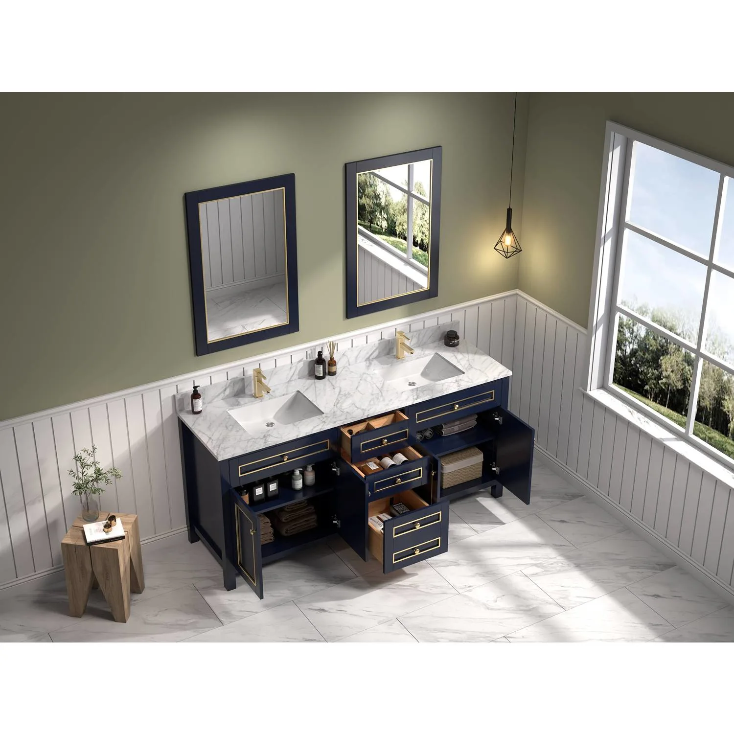 Legion Furniture 72 Inch Carrara White Top Ceramic Sink Vanity Cabinet - image 6