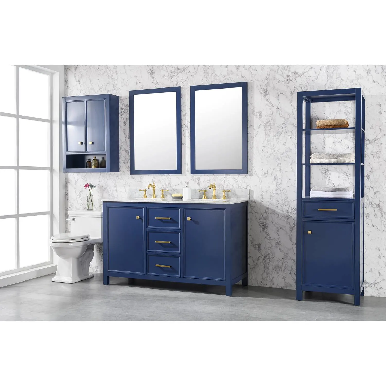 Legion Furniture 54 Inch Carrara White Top Double Sink Vanity Cabinet - image 3