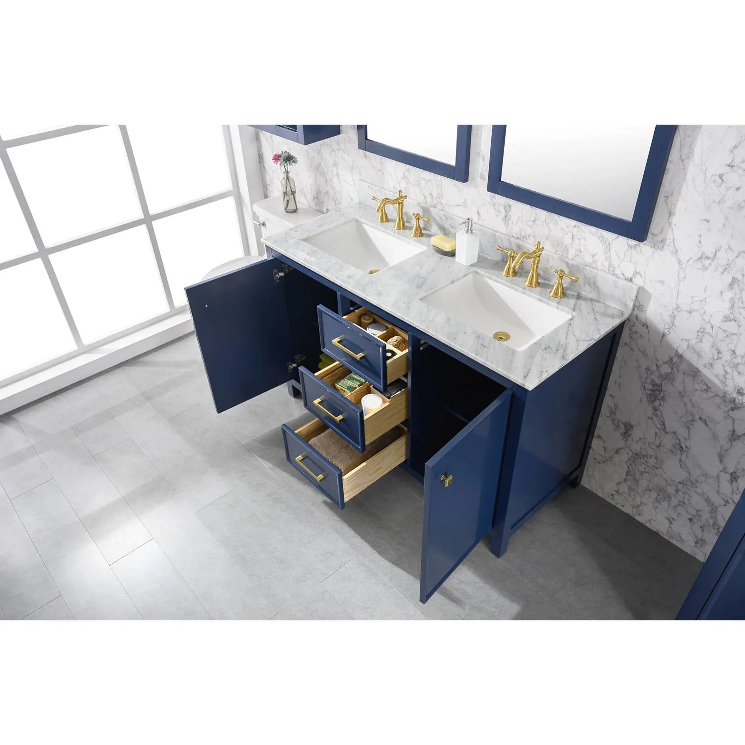Legion Furniture 54 Inch Carrara White Top Double Sink Vanity Cabinet - image 9