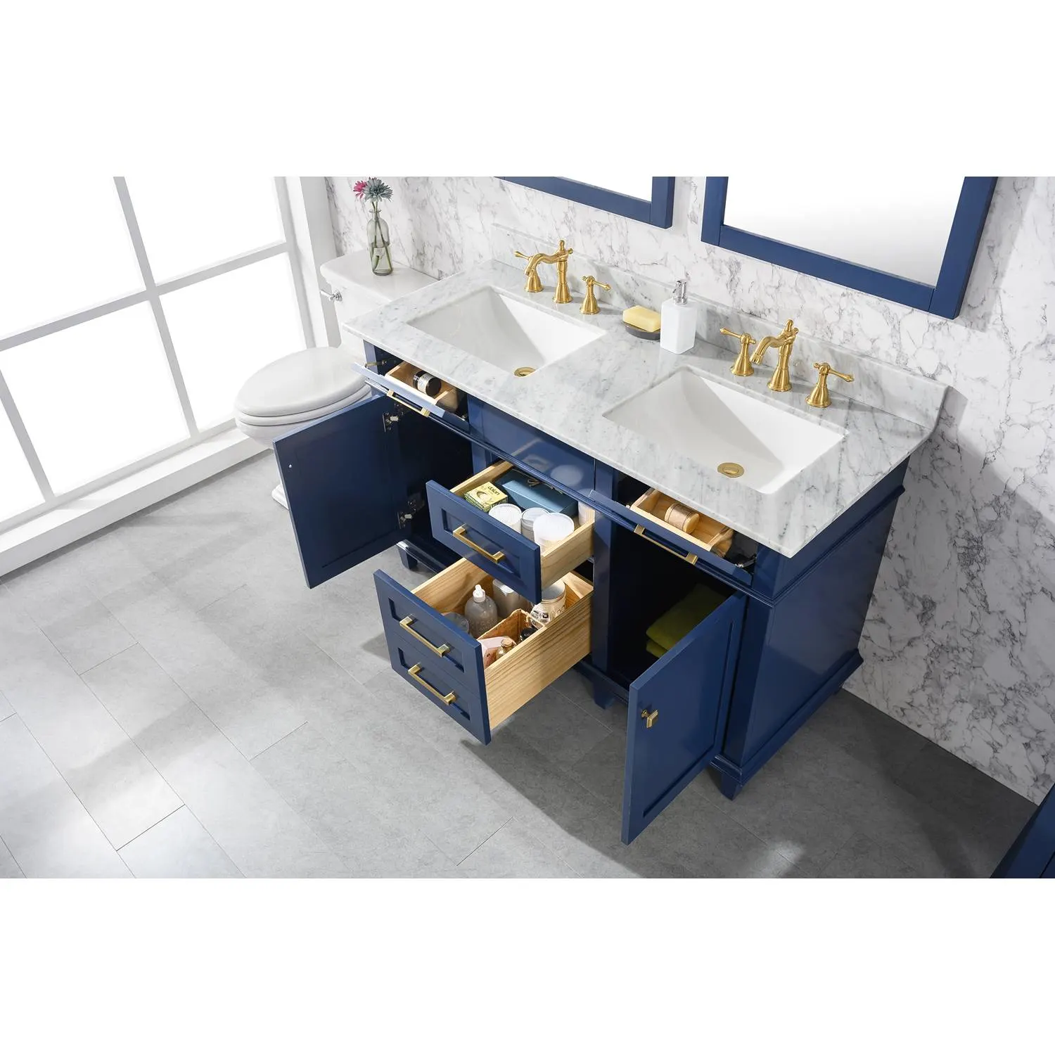Legion Furniture 54 Inch Carrara White Top Double Sink Vanity Cabinet - image 16