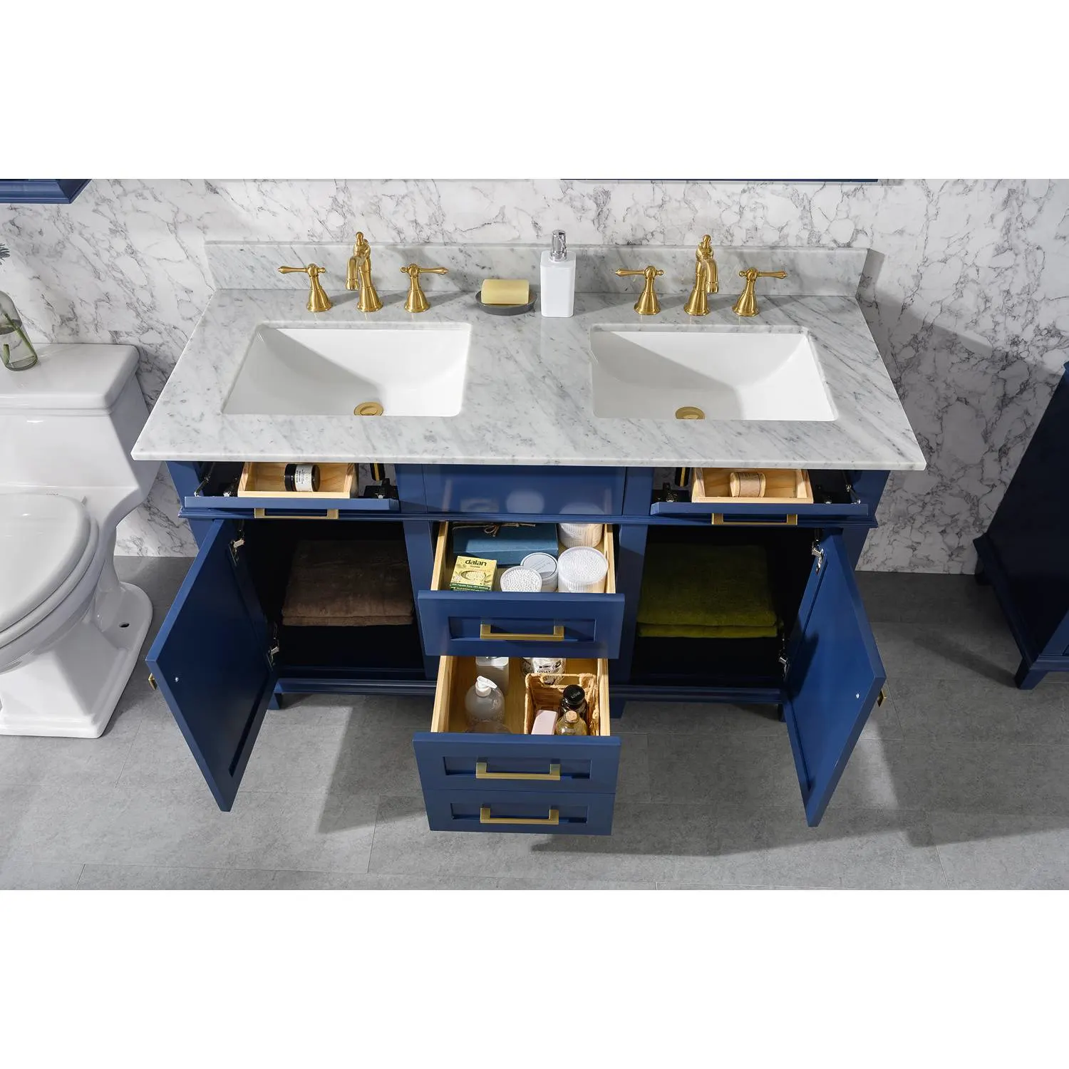 Legion Furniture 54 Inch Carrara White Top Double Sink Vanity Cabinet - image 18