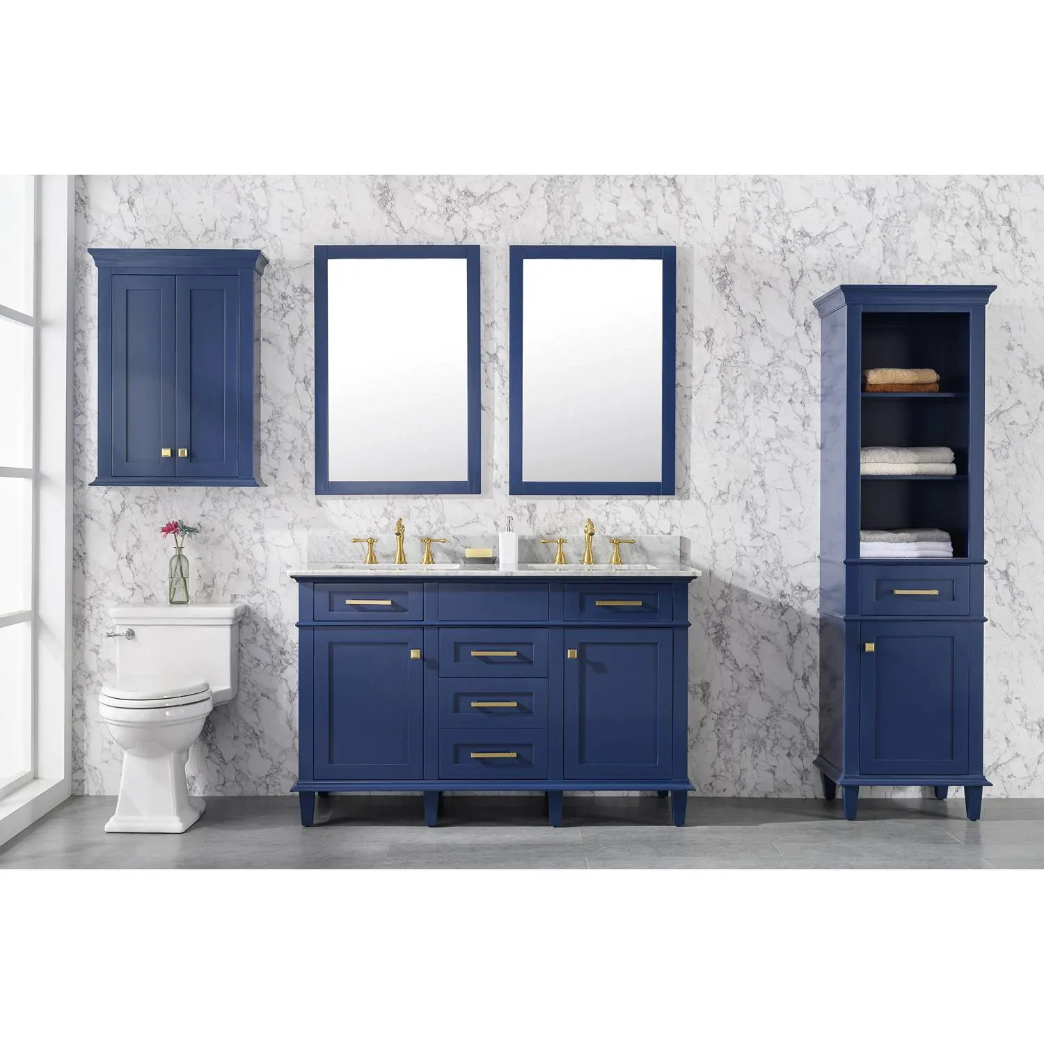 Legion Furniture 54 Inch Carrara White Top Double Sink Vanity Cabinet - image 6