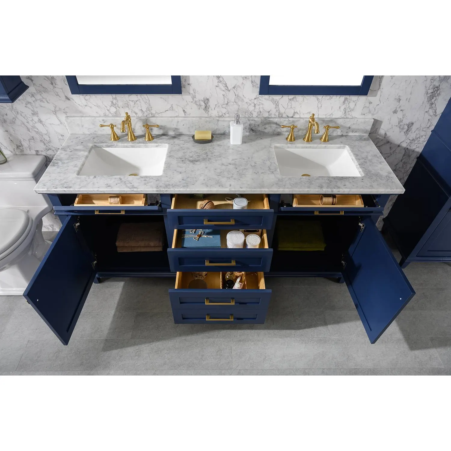 Legion Furniture 72 Inch Carrara White Top Double Sink Vanity Cabinet - image 14