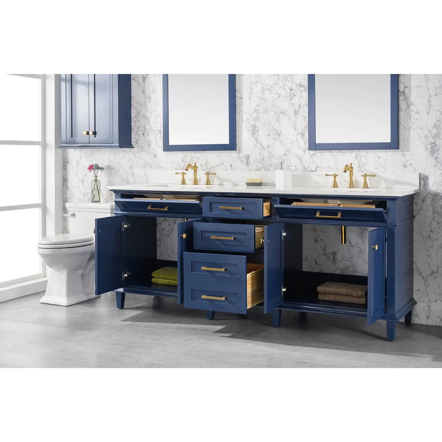 Legion Furniture 80 Inch Carrara White Top Double Sink Vanity Cabinet - image 13