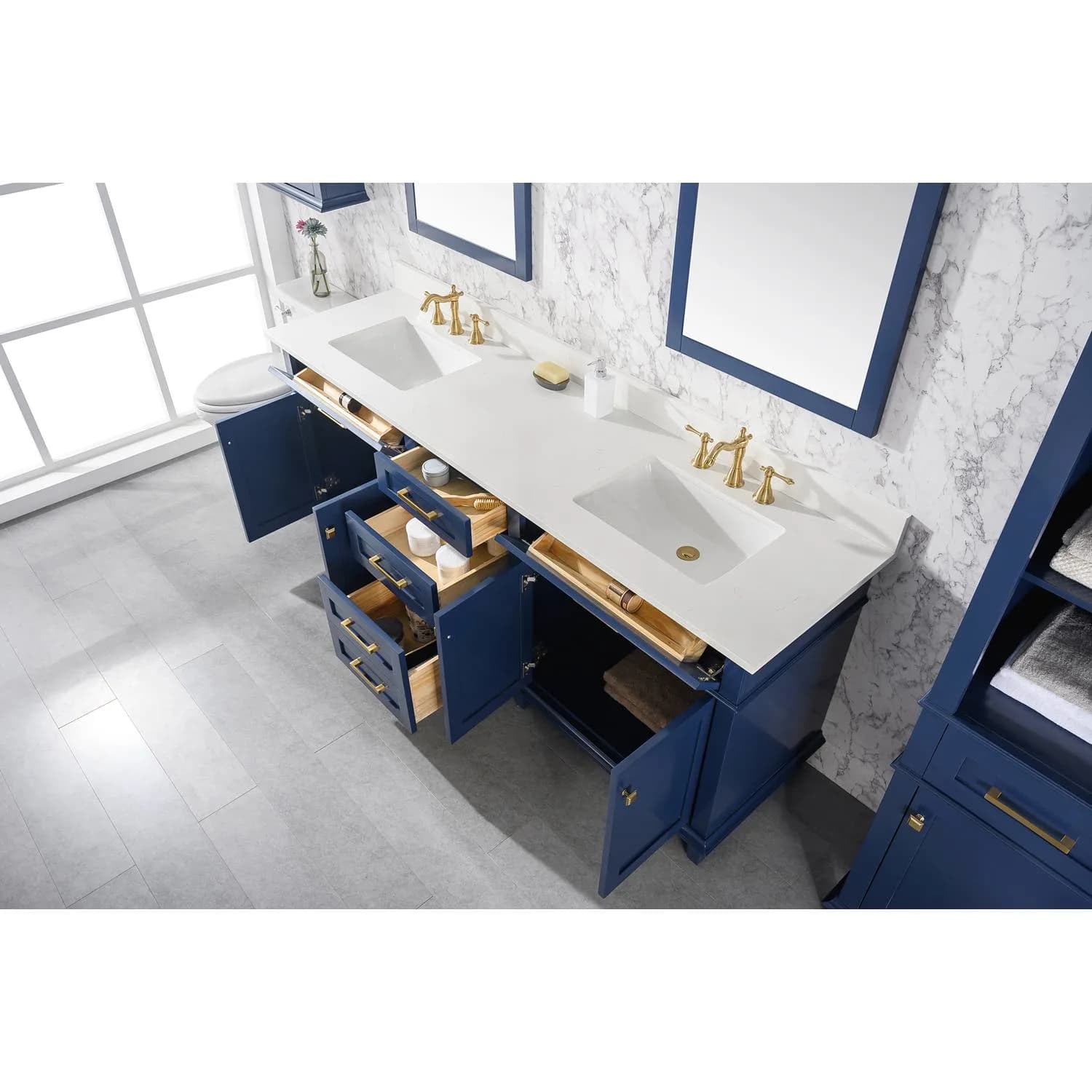 Legion Furniture 80 Inch Carrara White Top Double Sink Vanity Cabinet - image 15