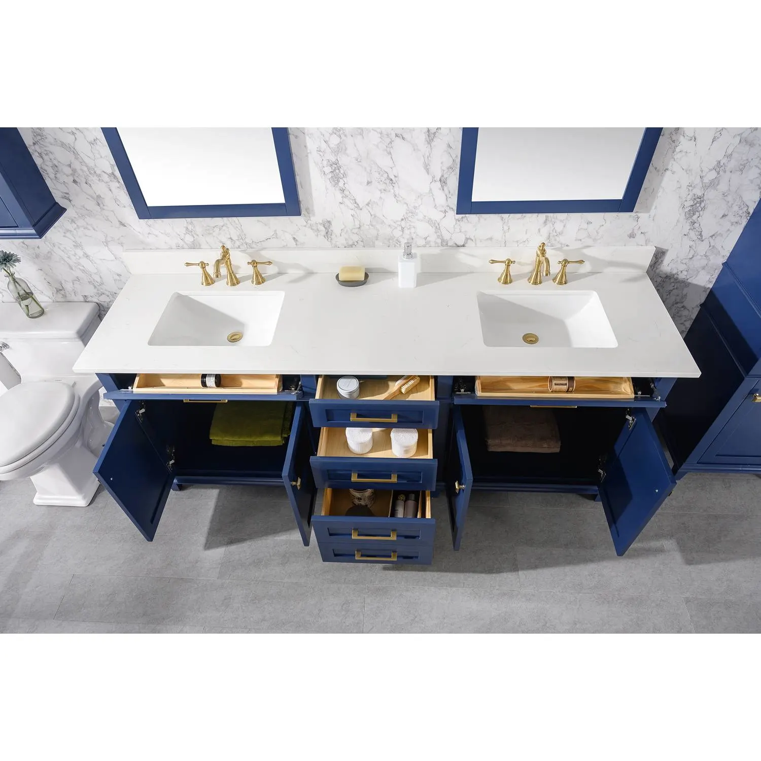 Legion Furniture 80 Inch Carrara White Top Double Sink Vanity Cabinet - image 17