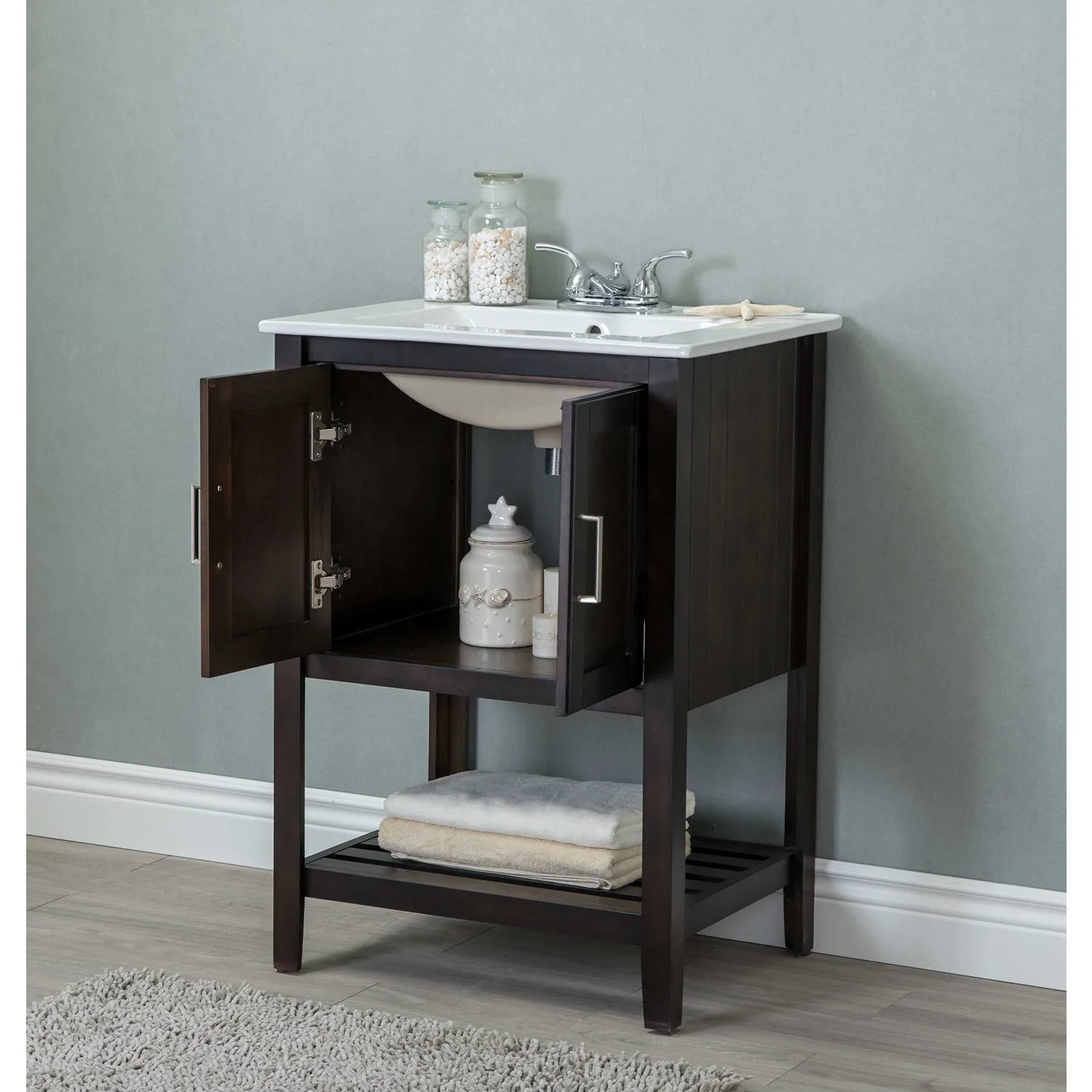 Legion Furniture 24 Inch White Ceramic Top and Sink Vanity Cabinet - image 3