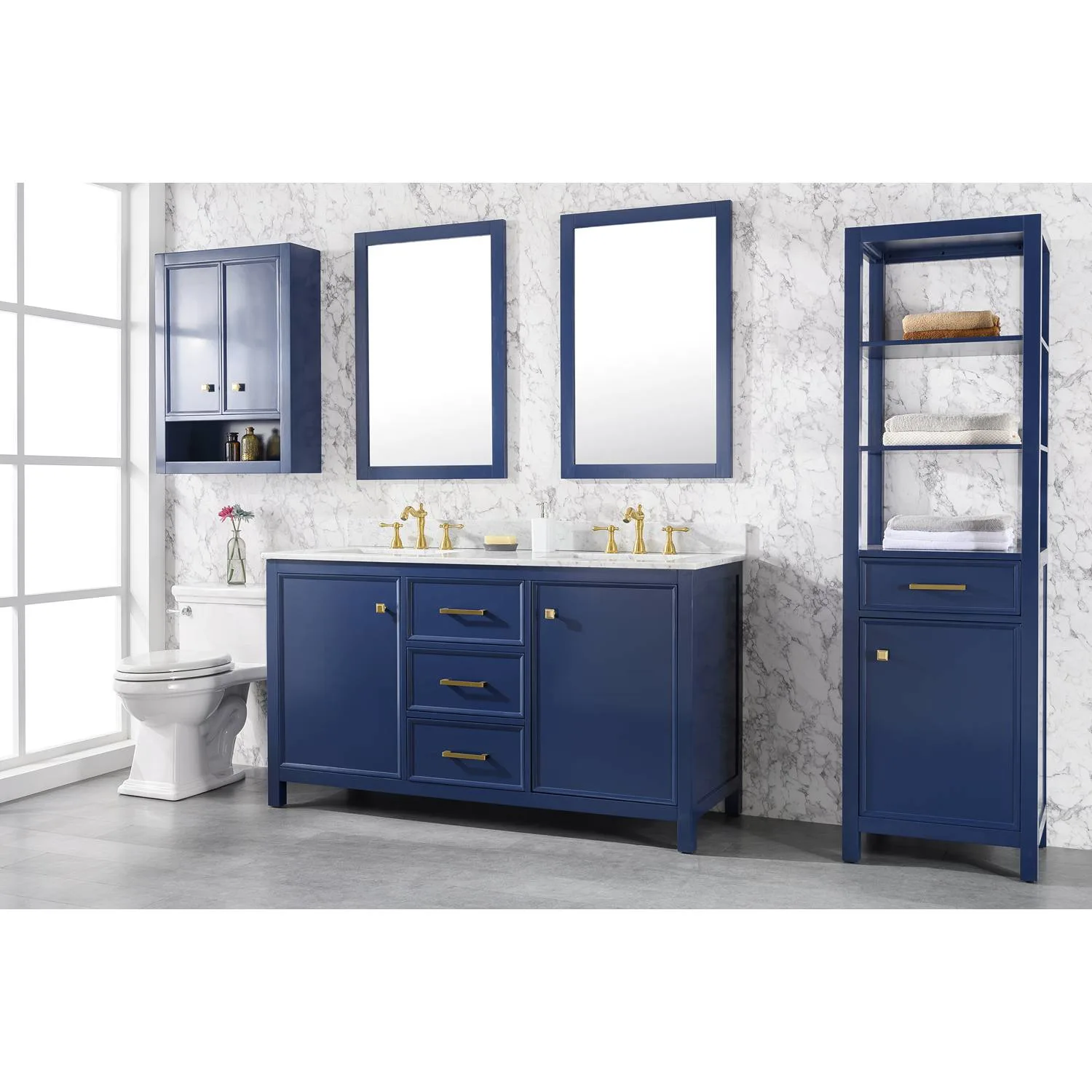 Legion Furniture 60 Inch Carrara White Top Double Sink Vanity Cabinet - image 2