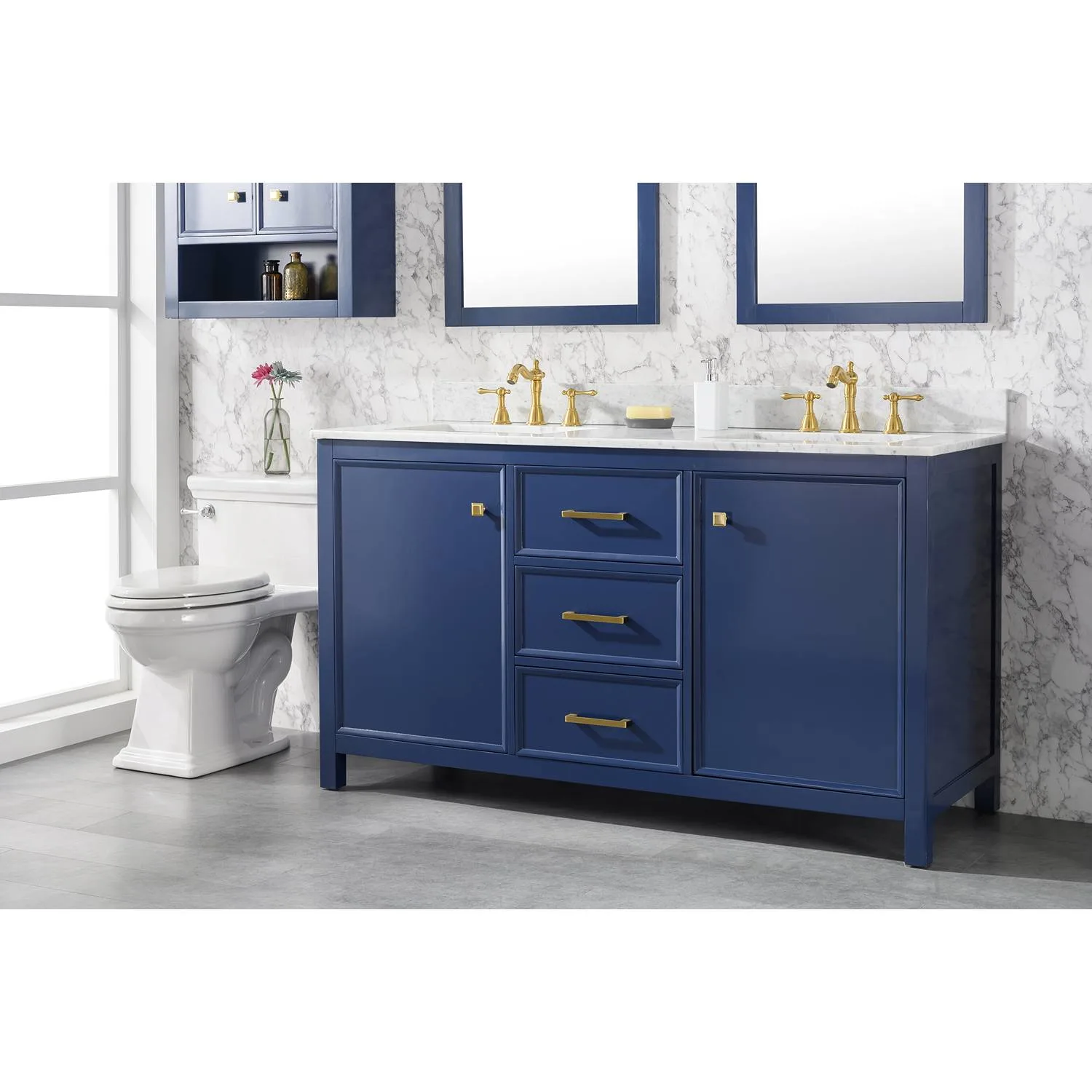 Legion Furniture 60 Inch Carrara White Top Double Sink Vanity Cabinet - image 10