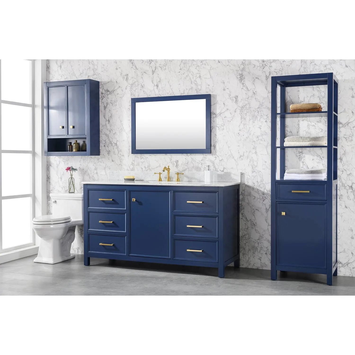 Legion Furniture 60 Inch Carrara White Top Ceramic Sink Vanity Cabinet - image 2