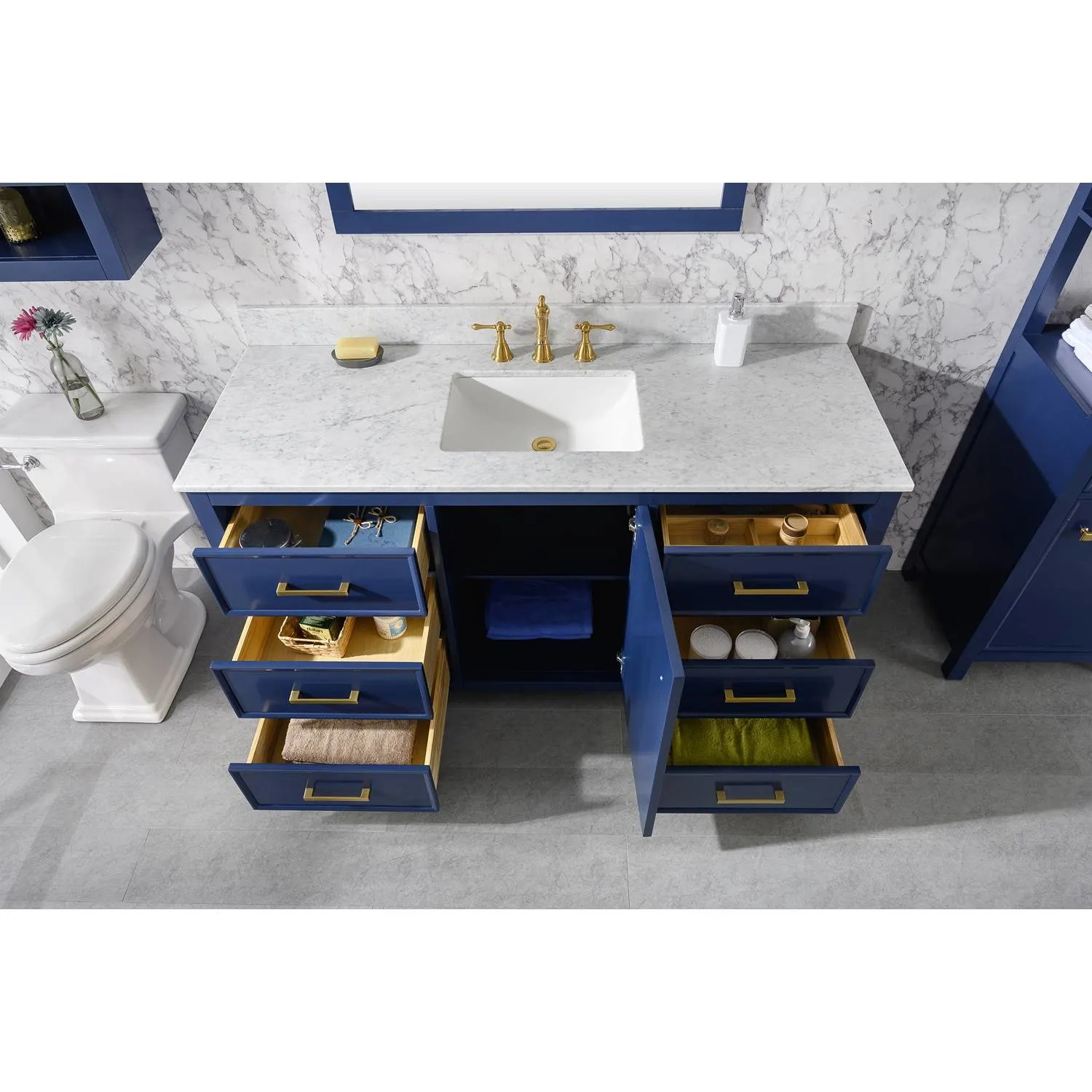 Legion Furniture 60 Inch Carrara White Top Ceramic Sink Vanity Cabinet - image 12