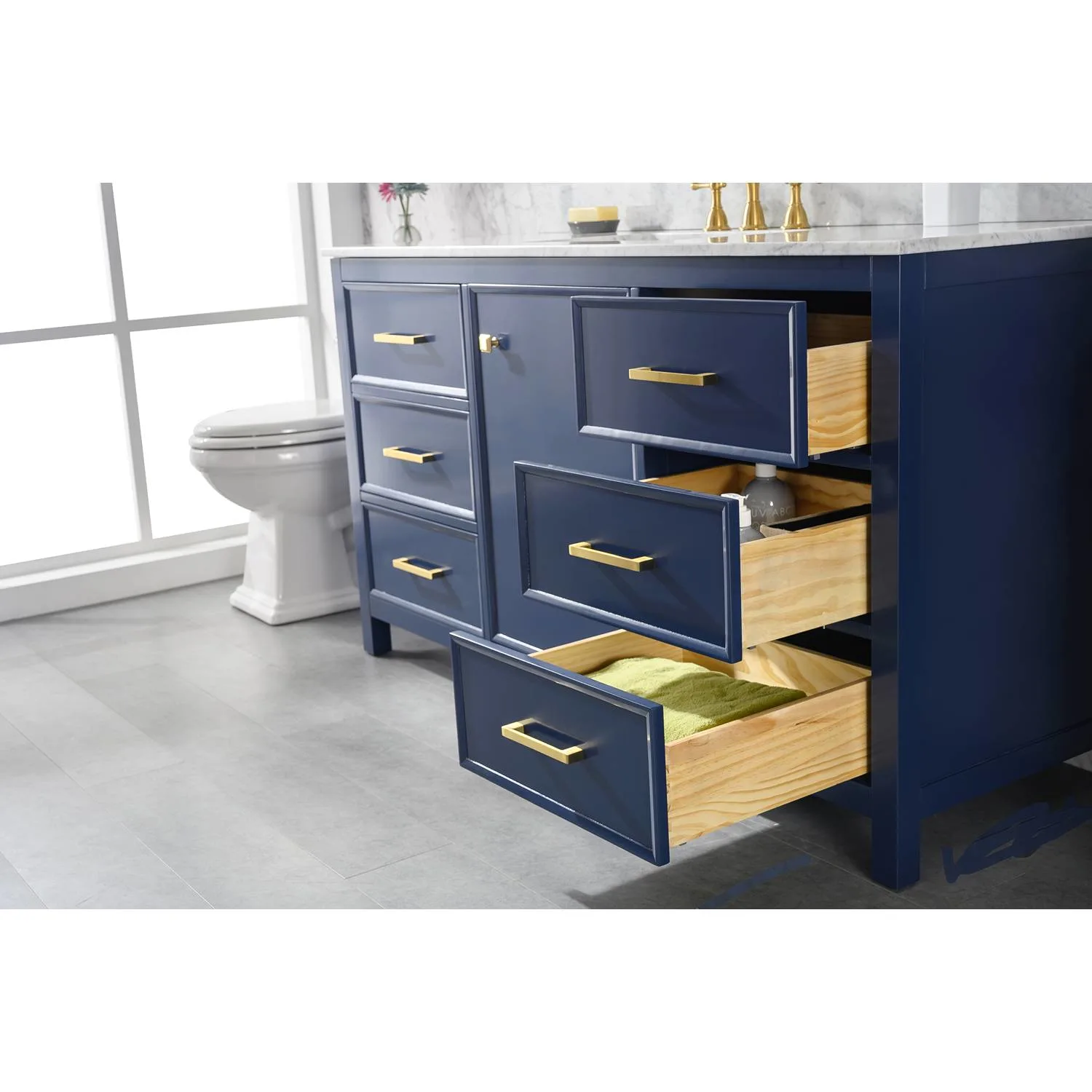 Legion Furniture 60 Inch Carrara White Top Ceramic Sink Vanity Cabinet - image 5
