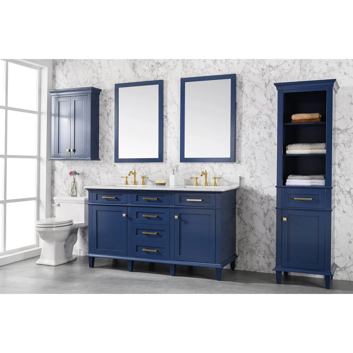 Legion Furniture 60 Inch Carrara White Top Double Sink Vanity Cabinet - image 2