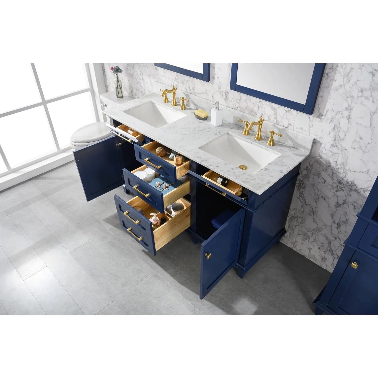 Legion Furniture 60 Inch Carrara White Top Double Sink Vanity Cabinet - image 13